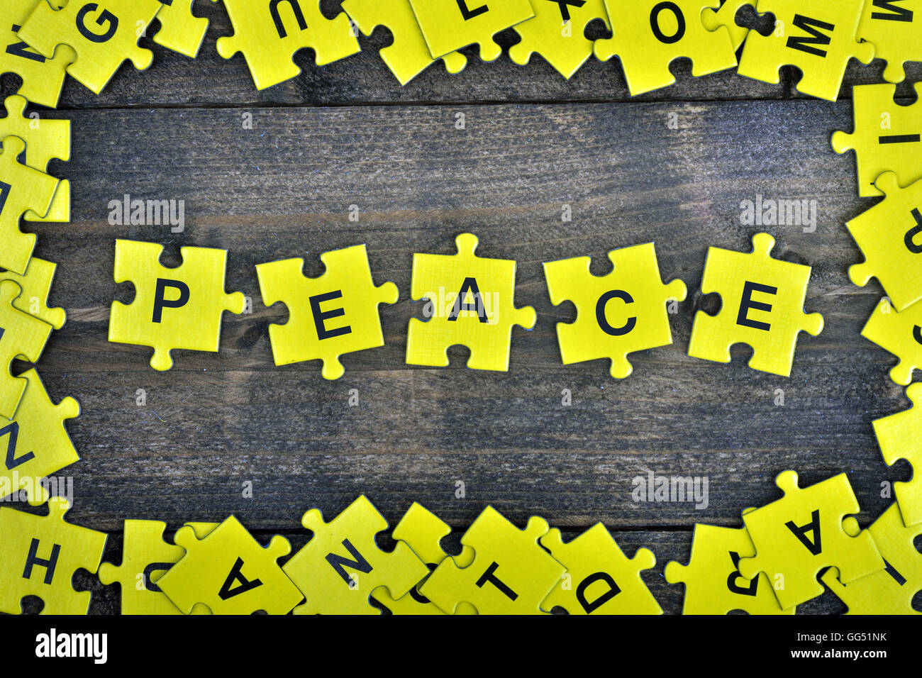 Puzzle pieces with word Peace Stock Photo Alamy