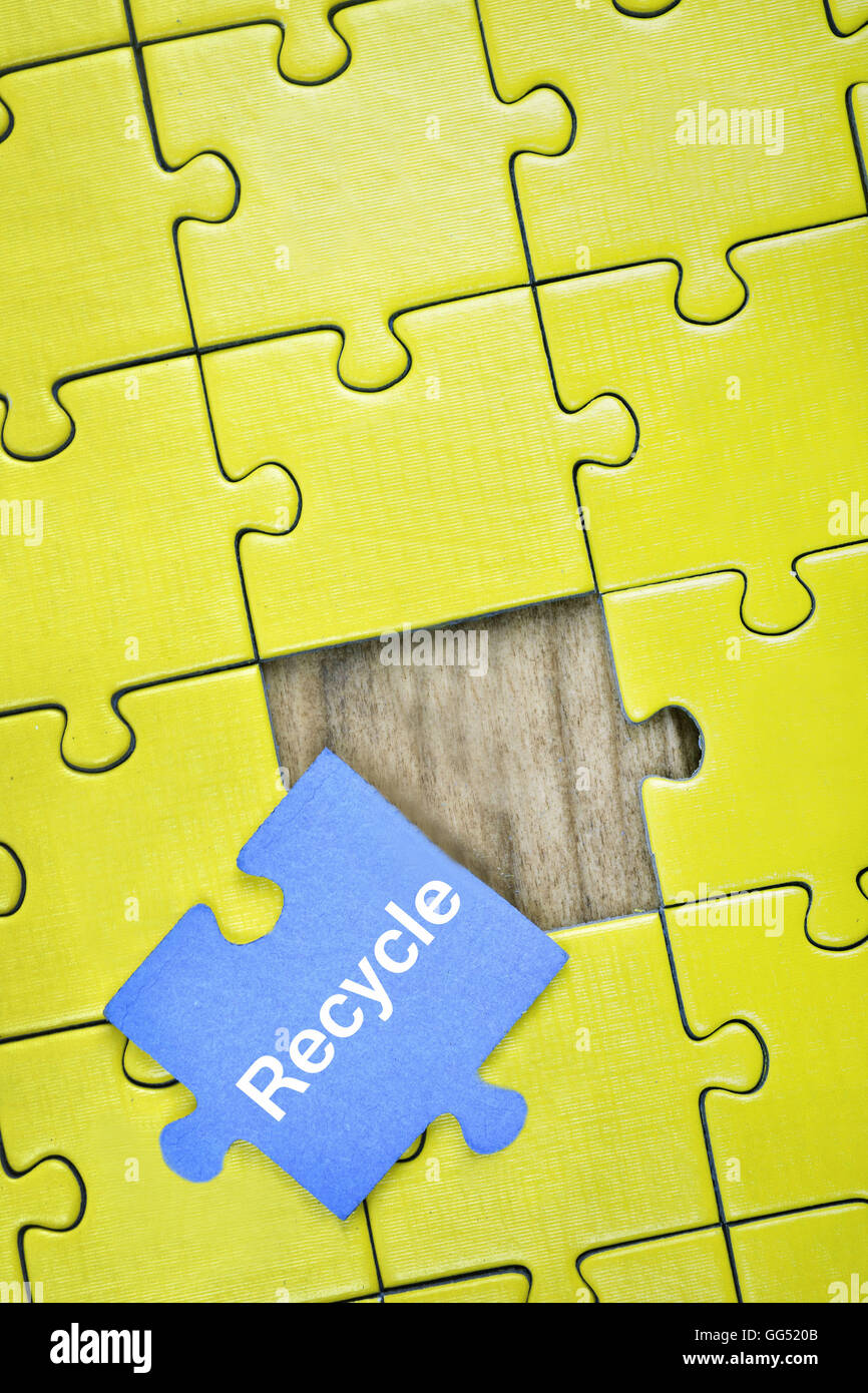 Puzzle pieces with word Recycle Stock Photo Alamy