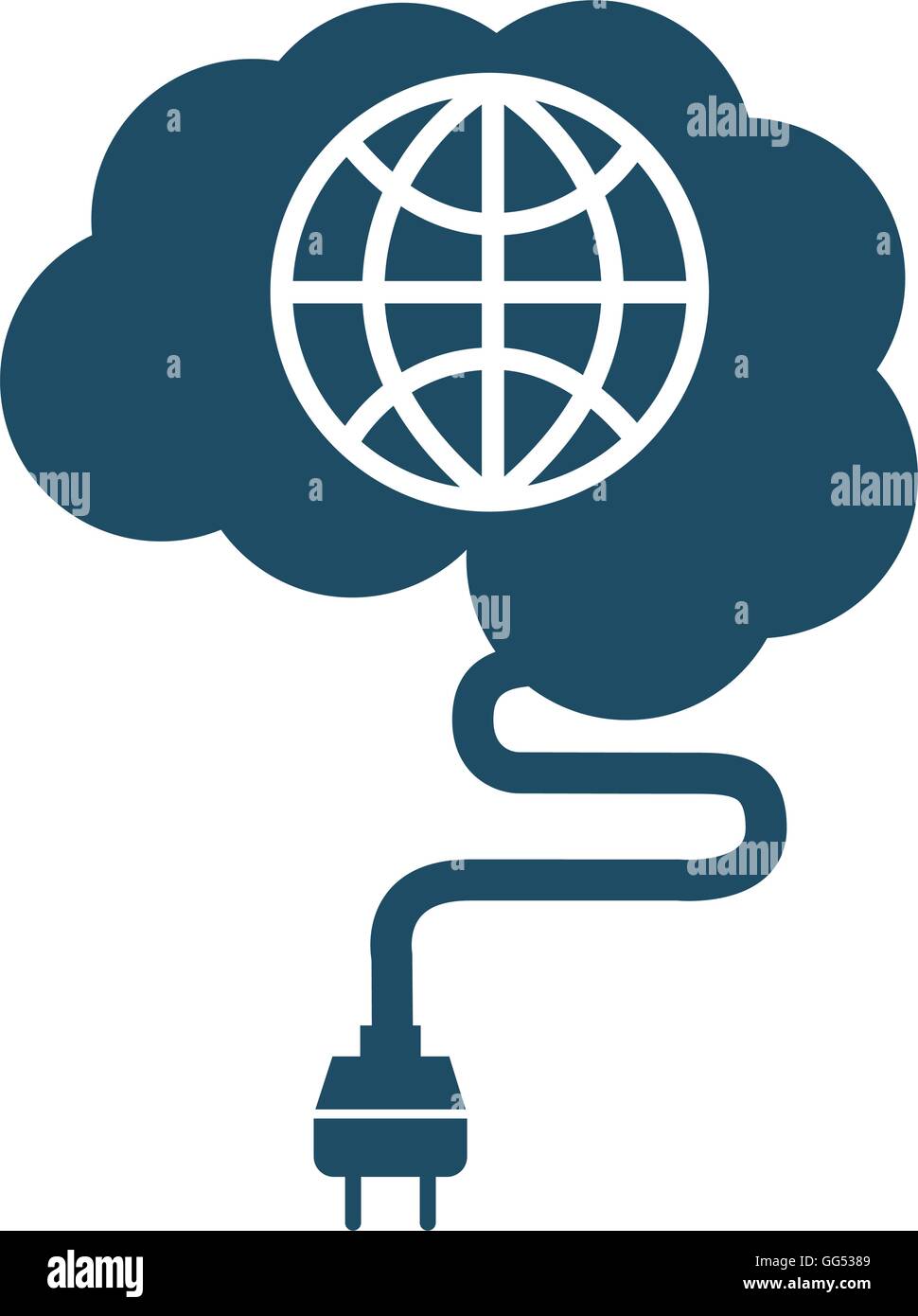 brain human wire cable plug icon Stock Vector Image & Art - Alamy