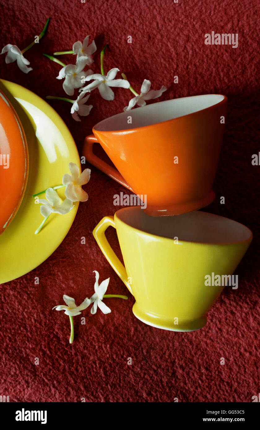 Tea cups and saucers Stock Photo Alamy