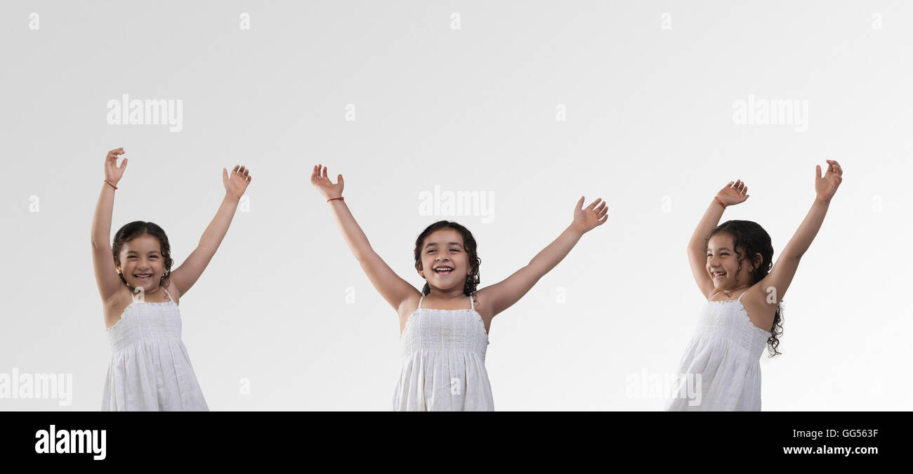 Girl in different gestures Stock Photo