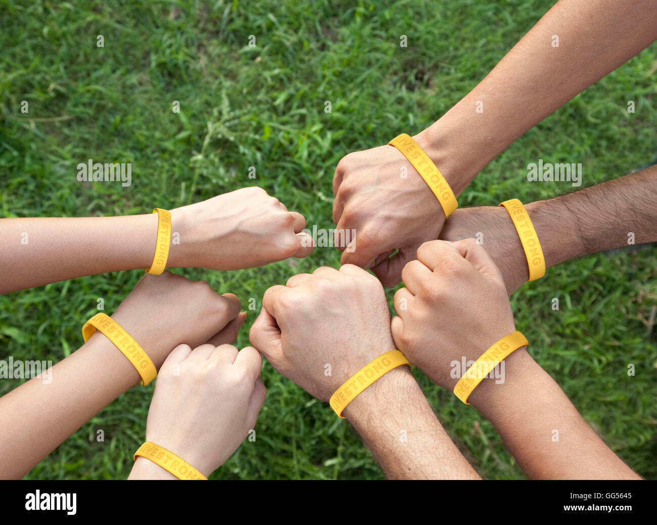 Hands with wristbands Stock Photo Alamy