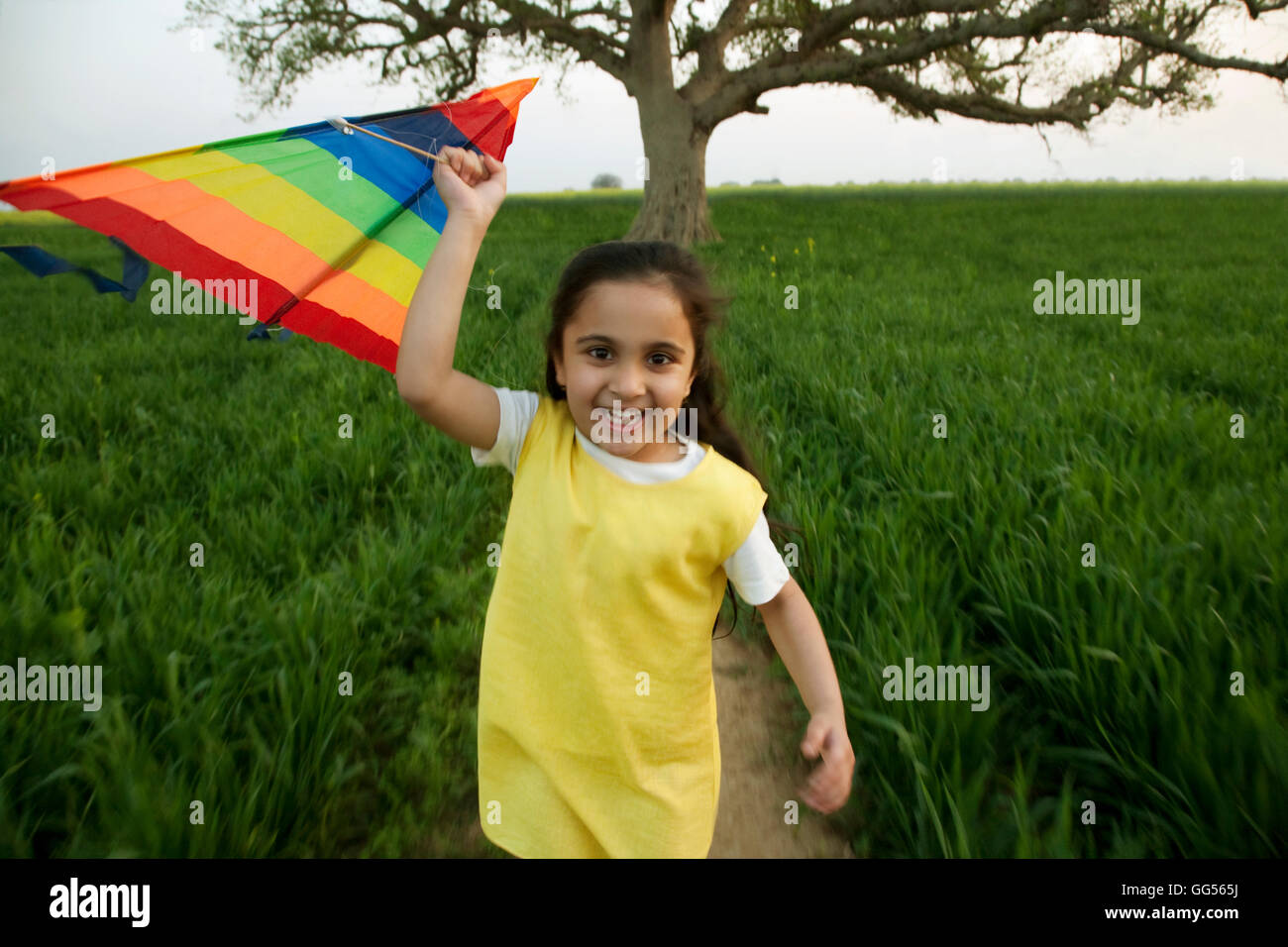 Portrait of a girl with a kite Stock Photo
