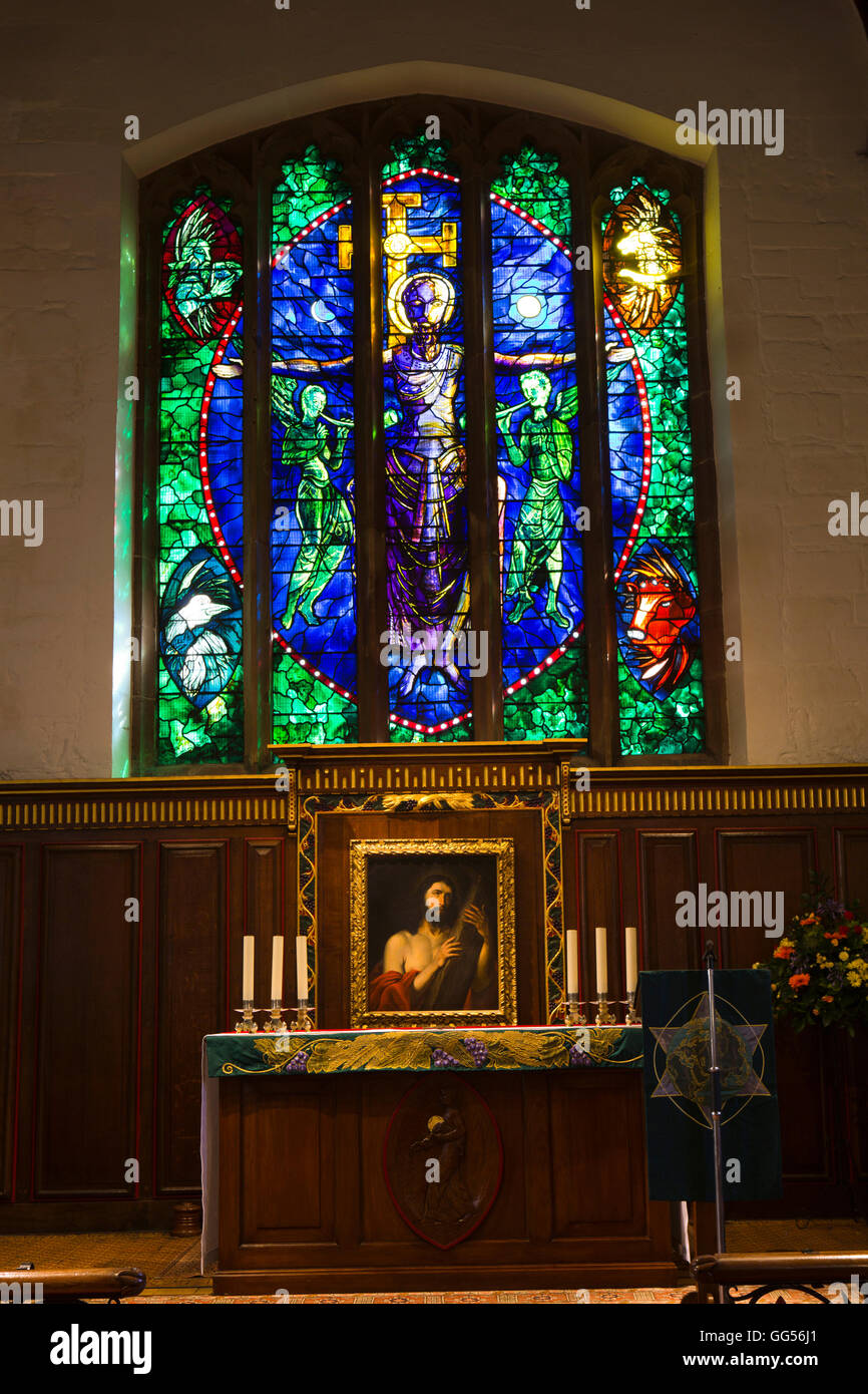 UK, England, Staffordshire, Lichfield, St John’s Hospital, C13th chapel, John Piper altar window Stock Photo