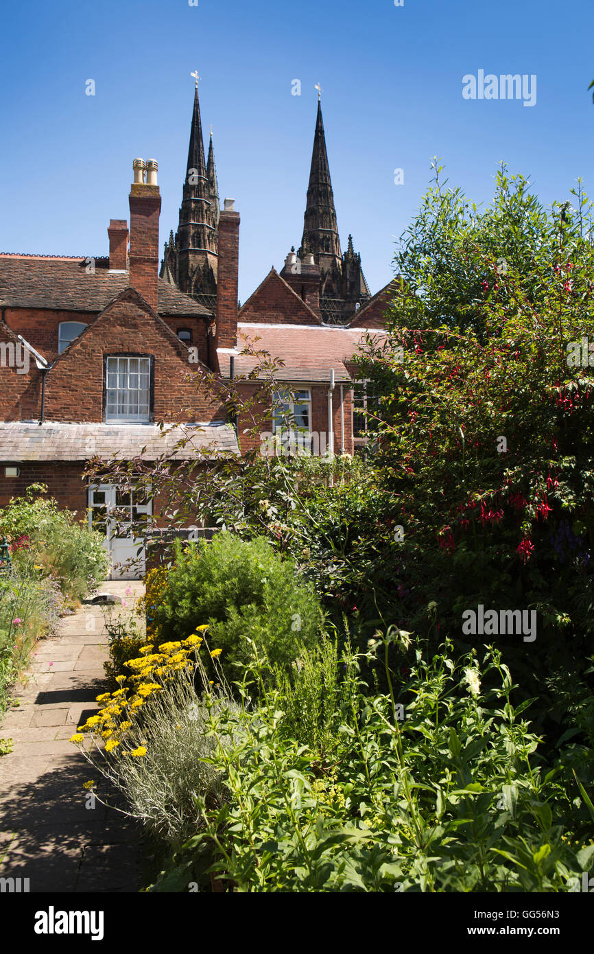 UK, England, Staffordshire, Lichfield, Beacon Street, Erasmus Darwin House, Herb Garden Stock Photo