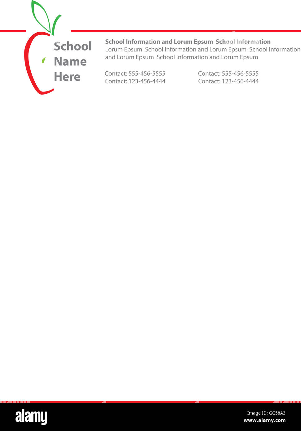 apple logo professional school letterhead template stock photo
