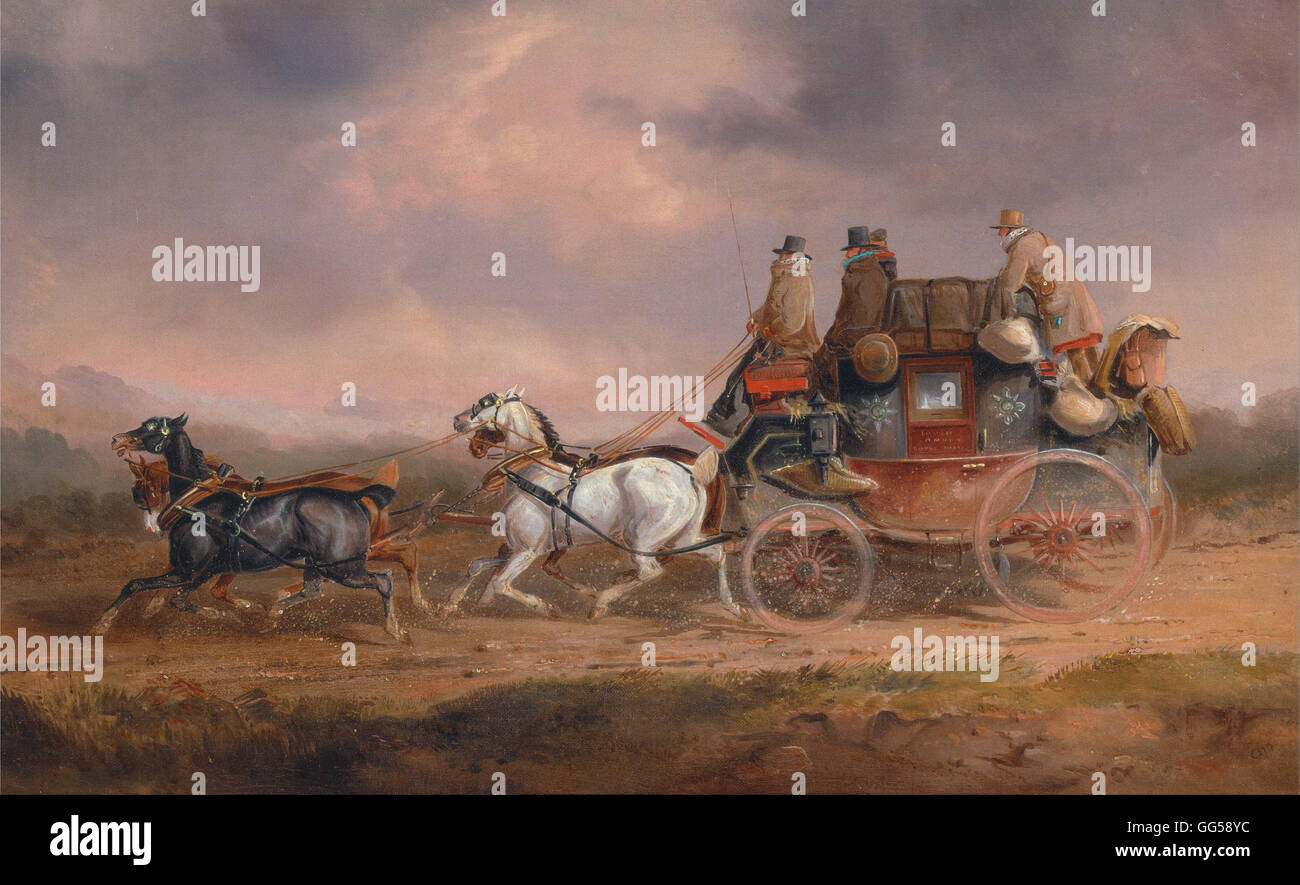 Charles Cooper Henderson - Mail Coaches on the Road- the Louth-London Royal Mail progressing at Speed Stock Photo