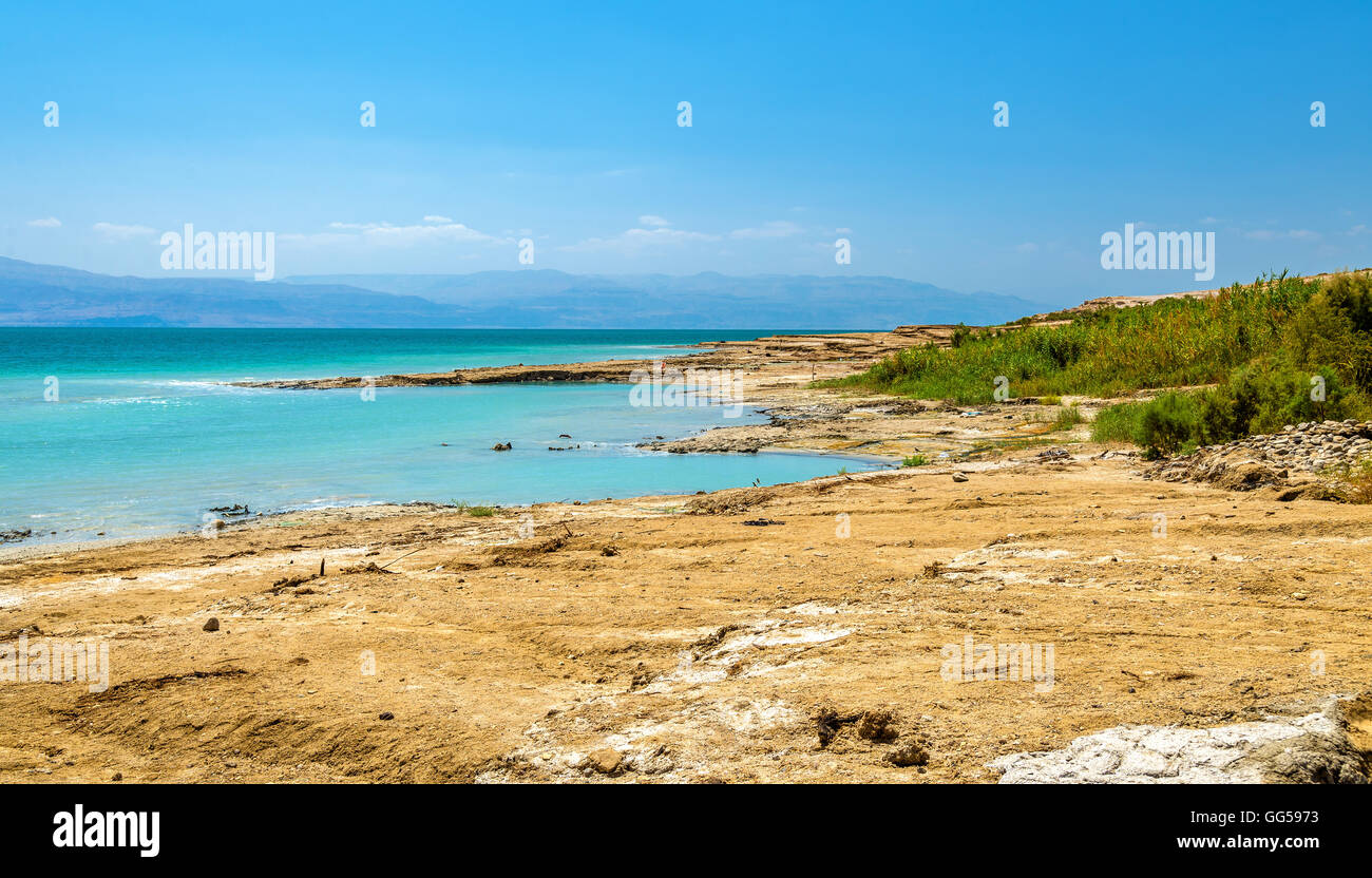 View of Dead Sea coastline Stock Photo