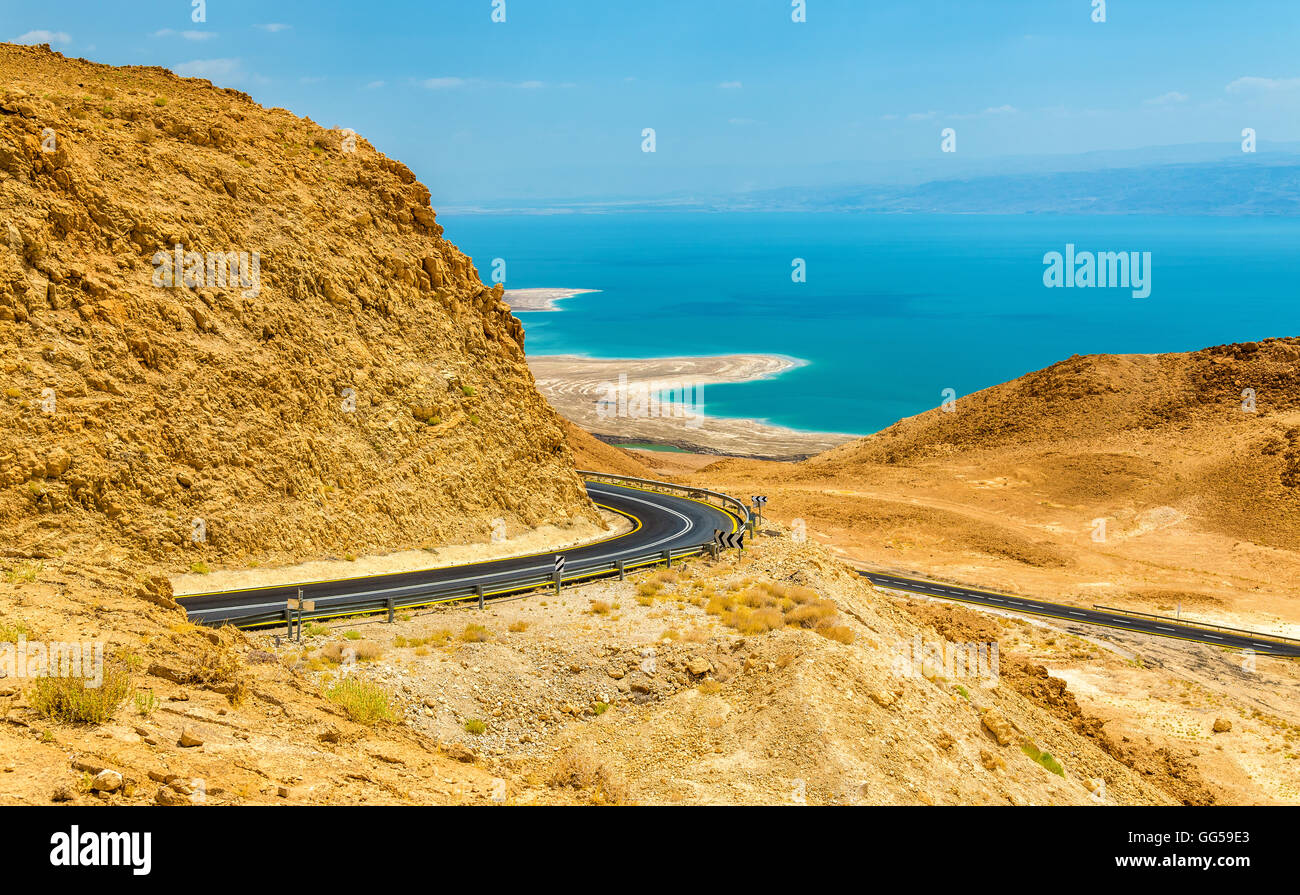 View of Dead Sea coastline Stock Photo