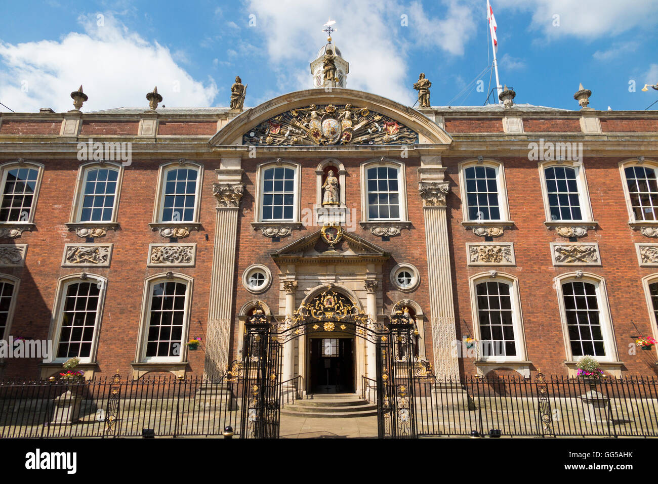 The front facade exterior of the Guildhall / Worcester Guildhall (town