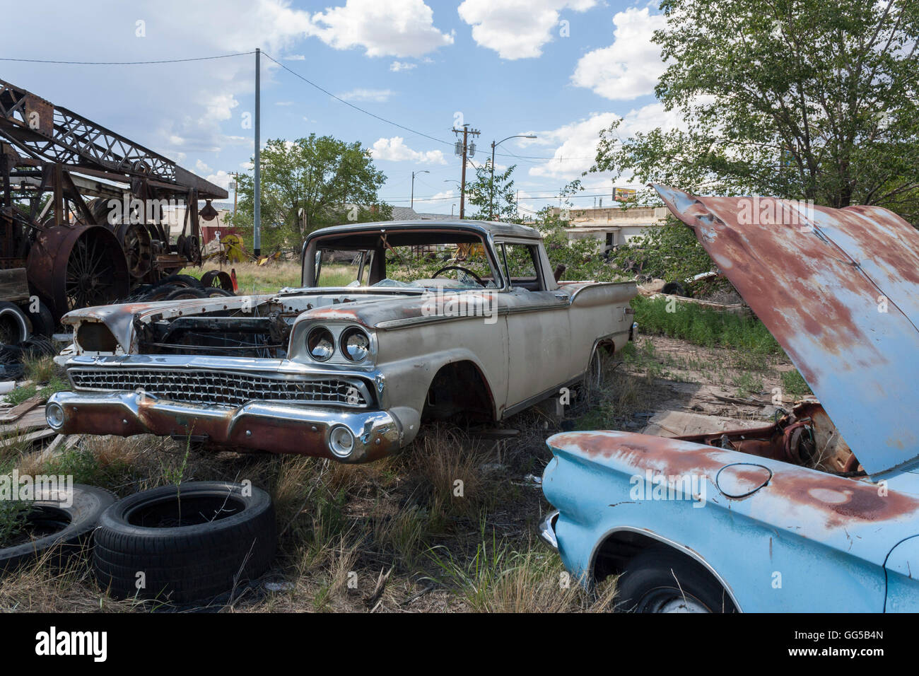1960s car wrecks in junk yard on Route 66 Arizona Stock Photo - Alamy