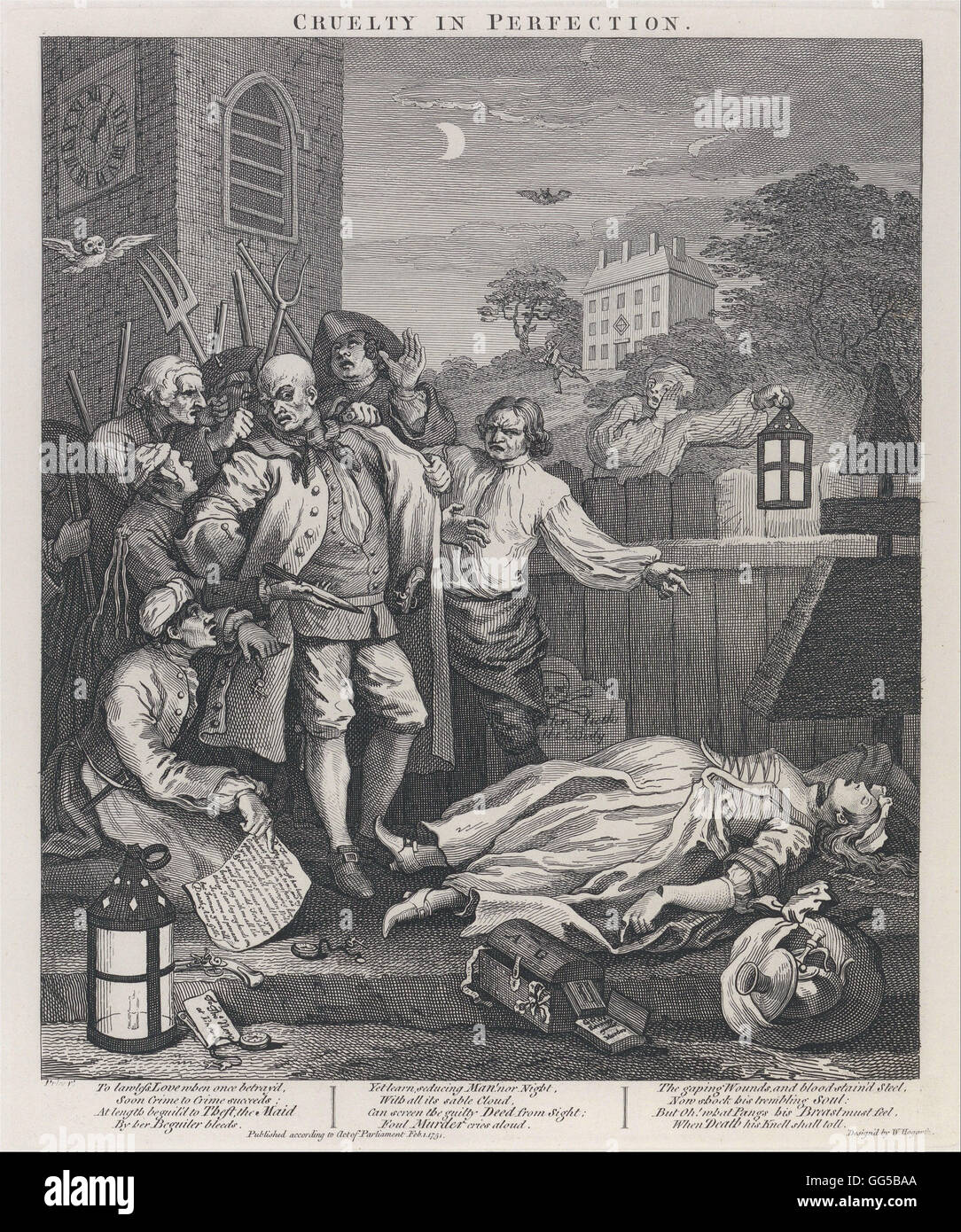William Hogarth - The Third Stage of Cruelty- Cruelty in Perfection - The Murder Stock Photo