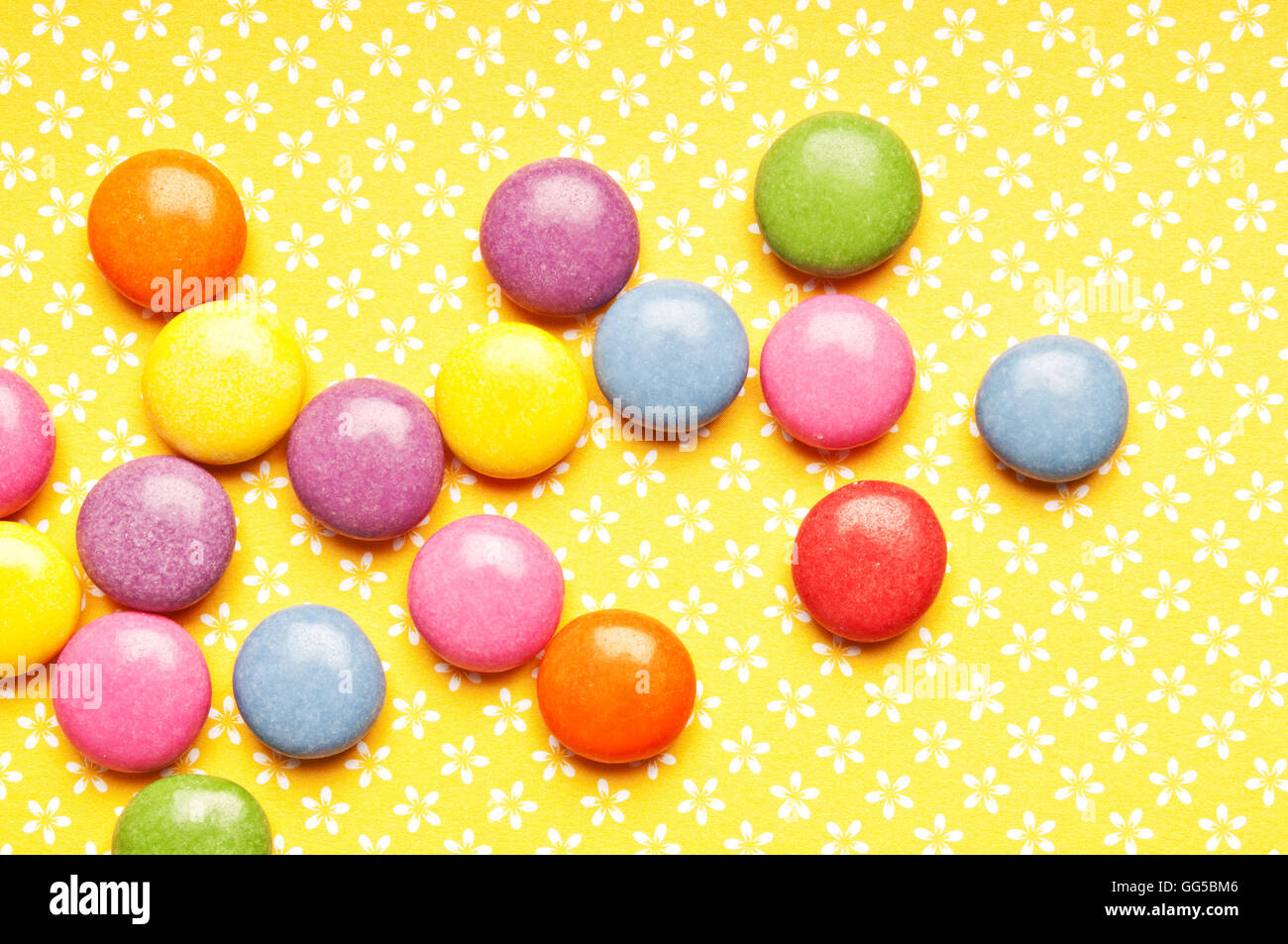 colorful sugar coated candies Stock Photo