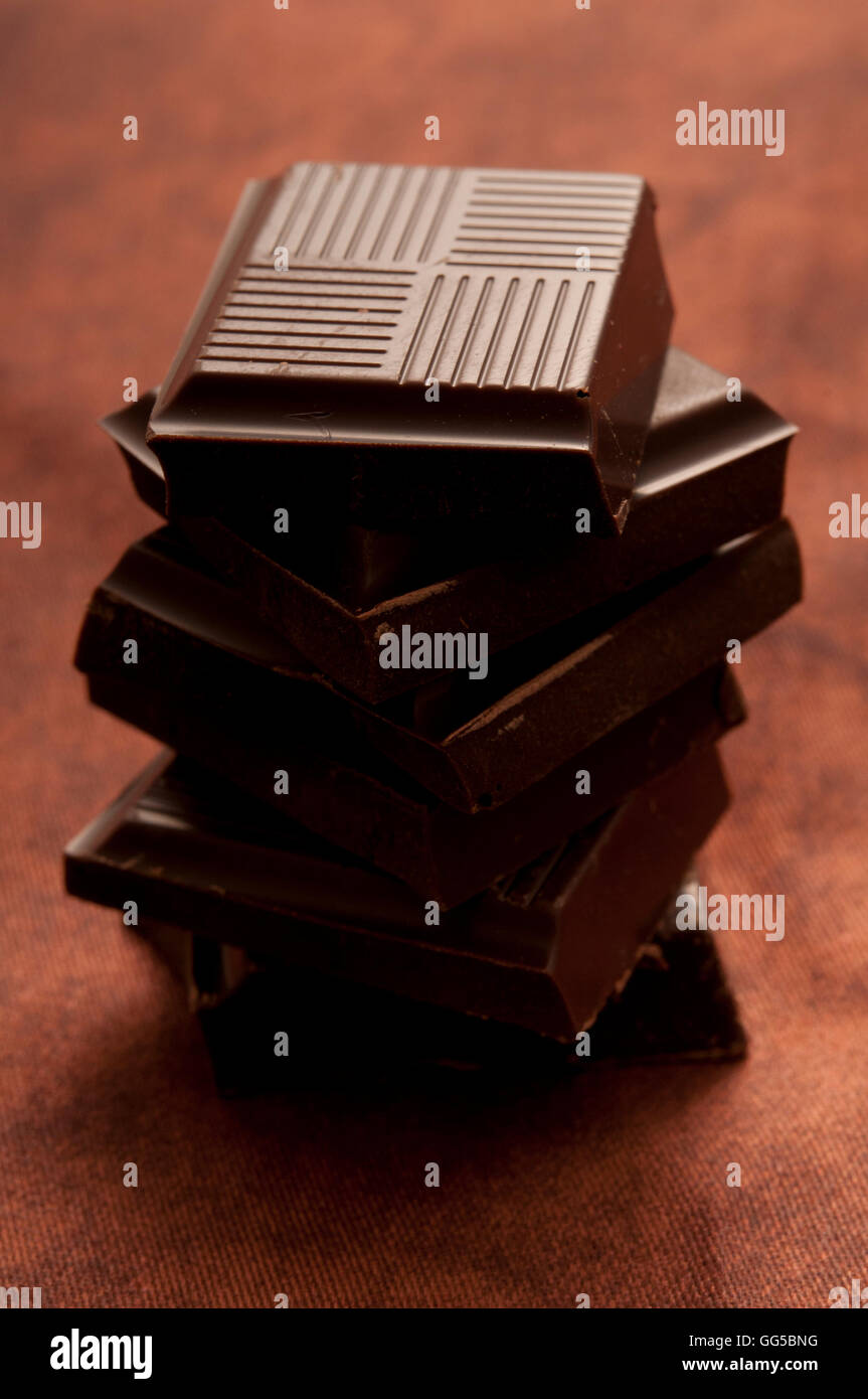 stack of pieces of a chocolate tablet Stock Photo