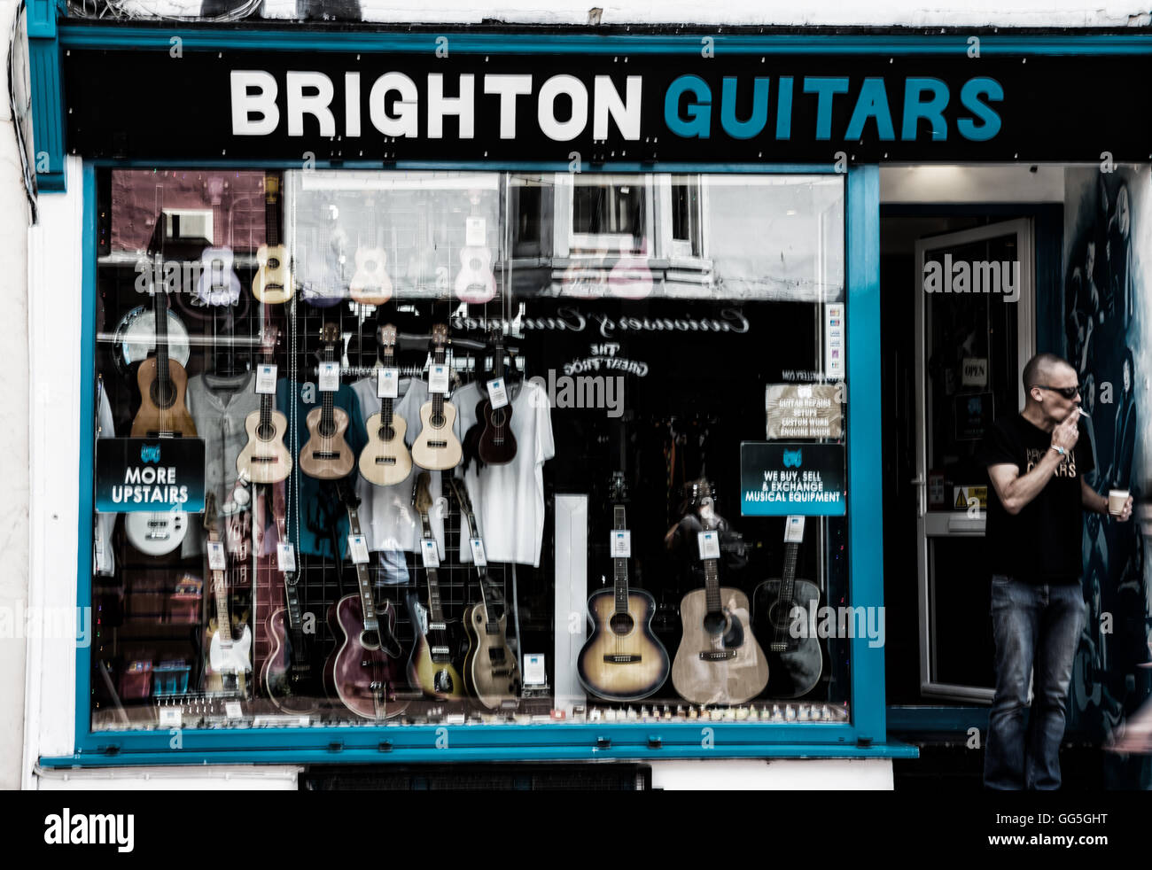 Brighton Guitar shops - Candid Stock Photo