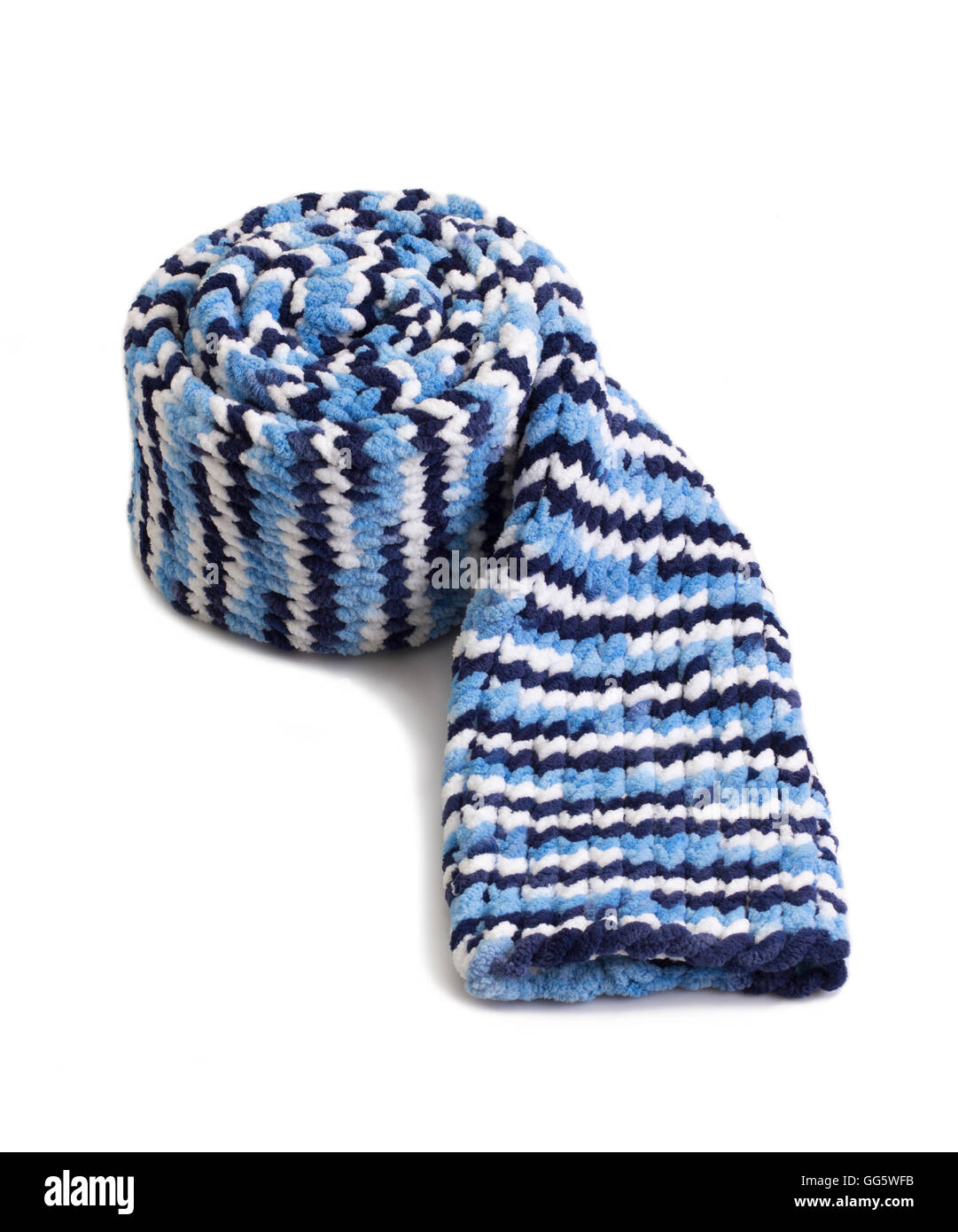 Colorful knitted wool scarf isolated on white background Stock Photo