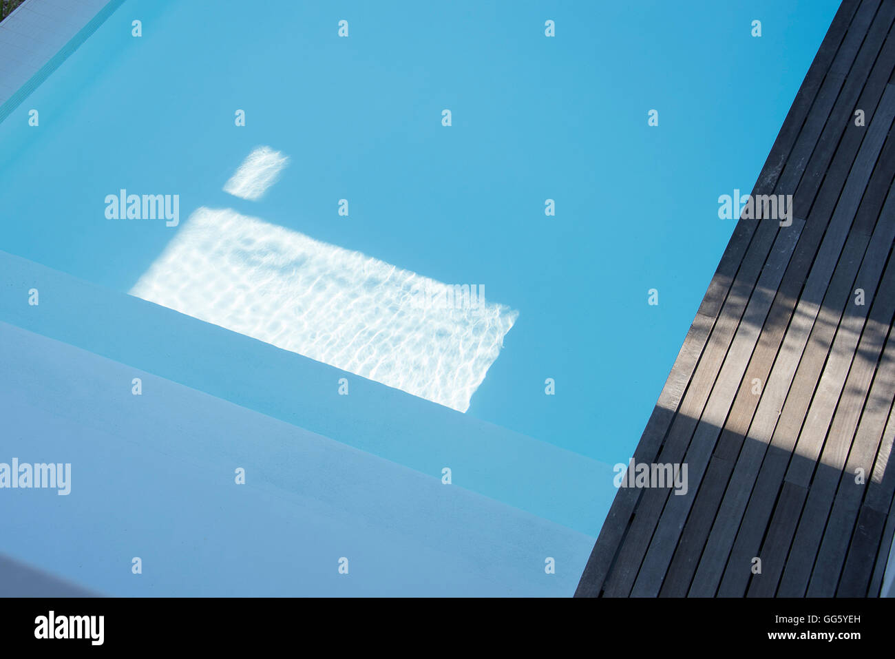 High angle view of swimming pool in resort Stock Photo