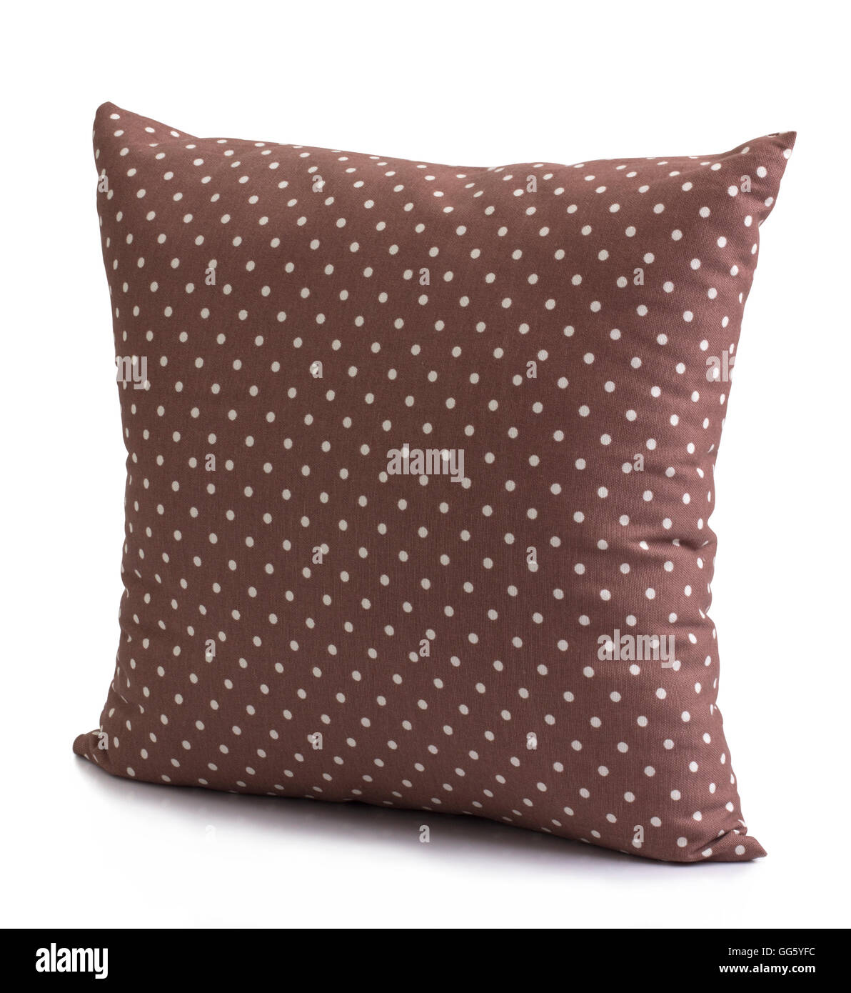 Polka dot brown cushion isolated on white background Stock Photo