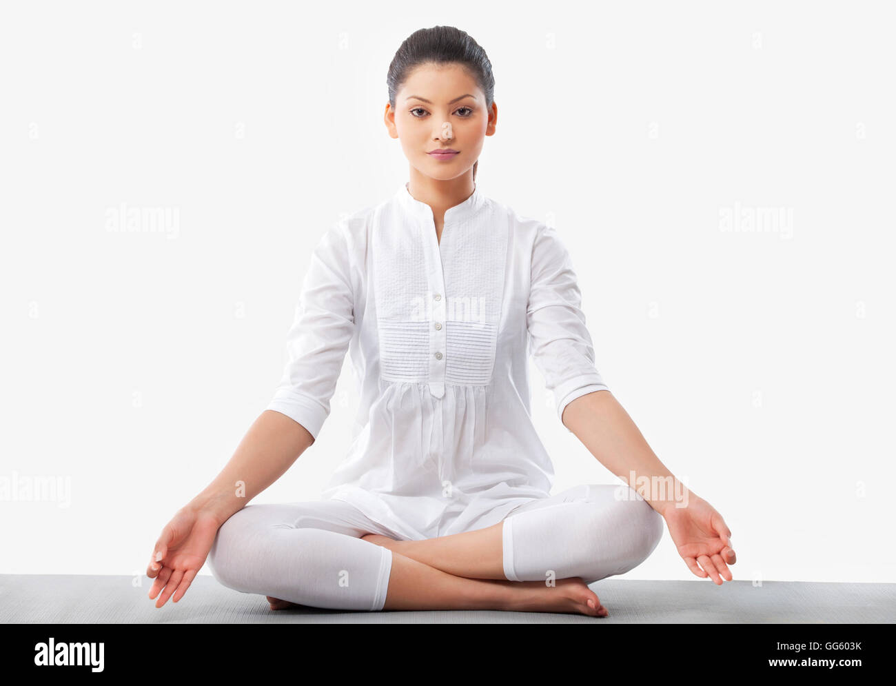 Portrait white background yoga hi-res stock photography and images - Alamy
