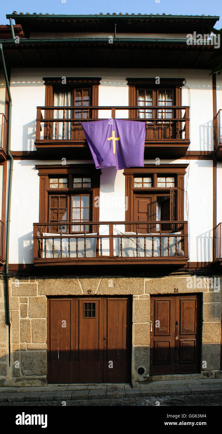 Medieval houses in the Historical Center of Guimaraes, Portugal Stock