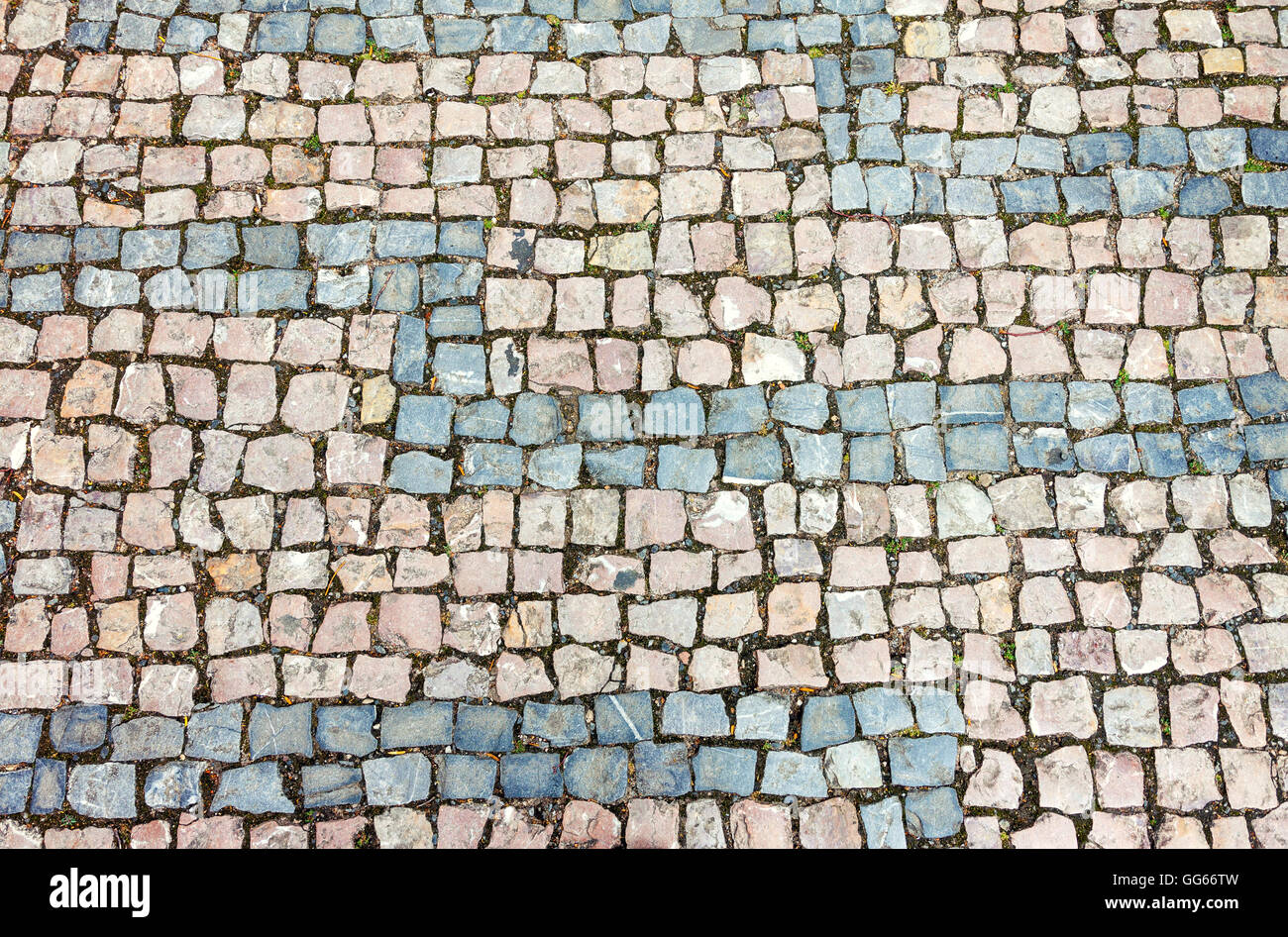 Horizontally oriented cobblestone background texture Stock Photo