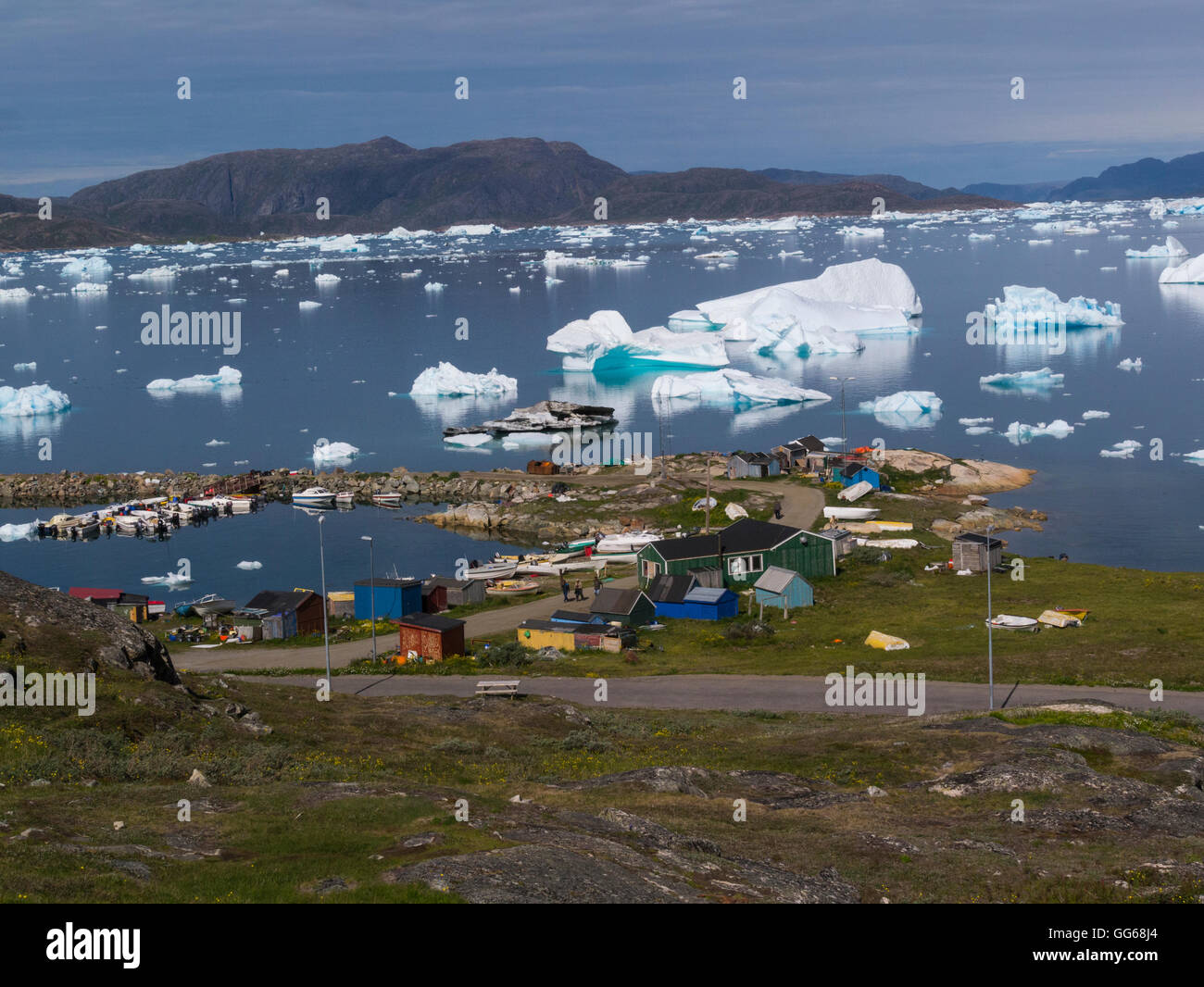 Looking Down Small Fishing Boat Harbour Narsaq Kujalleq Municipality On 