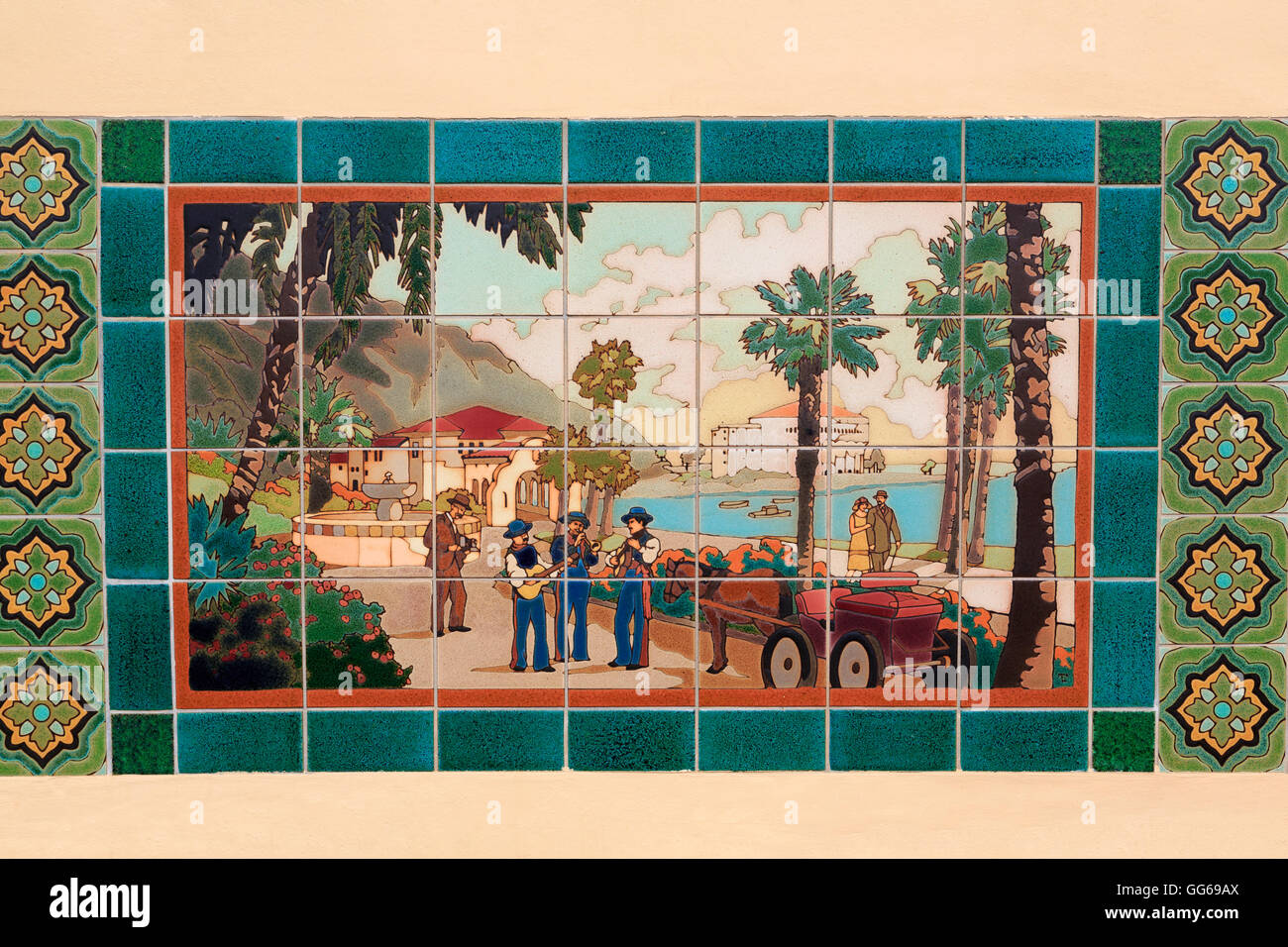 Tile mural, Avalon City, Catalina Island, Orange County, California