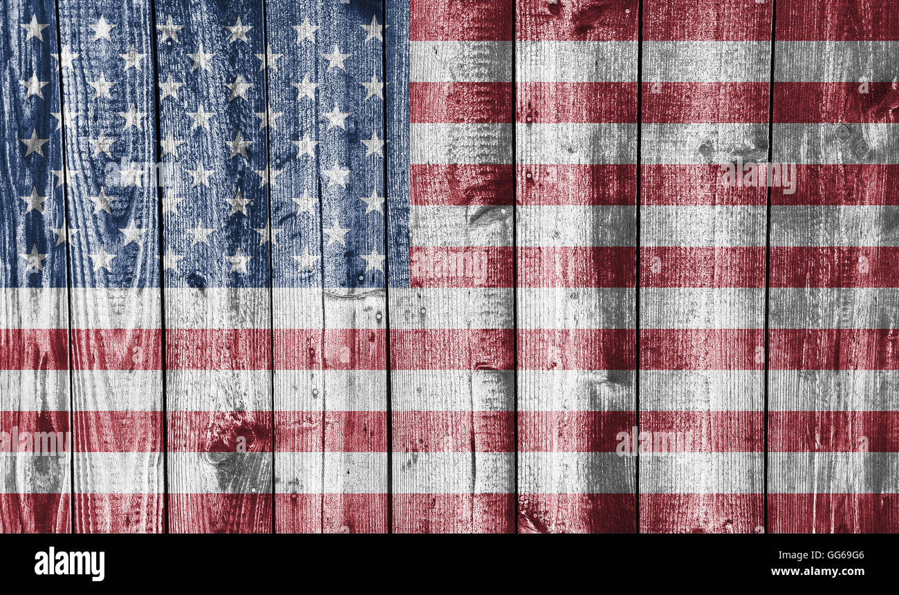 Flag on weathered wood Stock Photo - Alamy