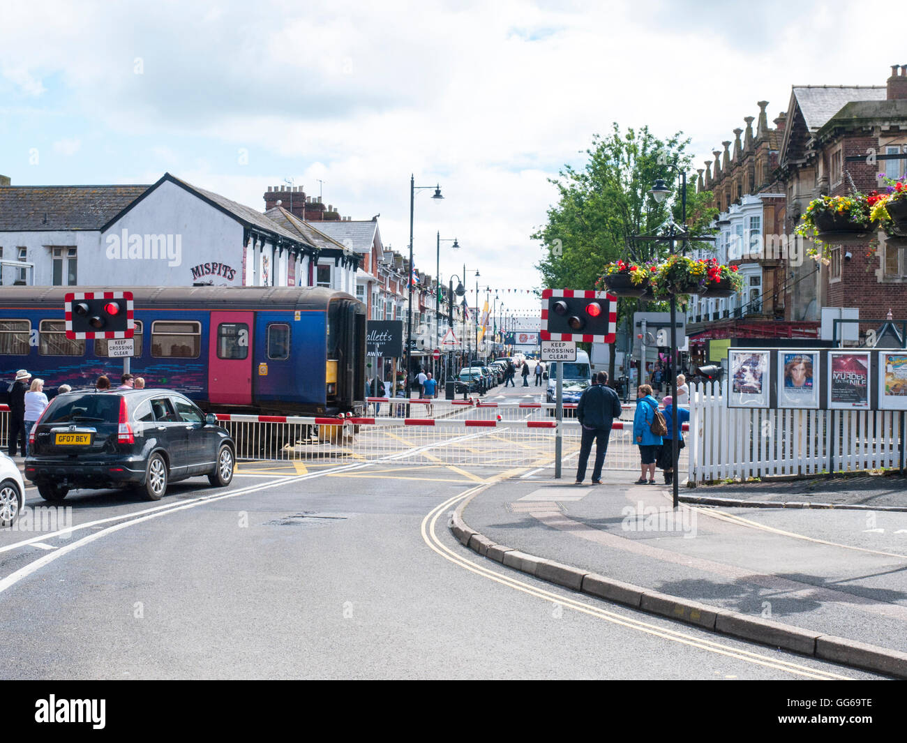 Level railway crossing on Torbay Road in Paignton Devon UK Stock Photo