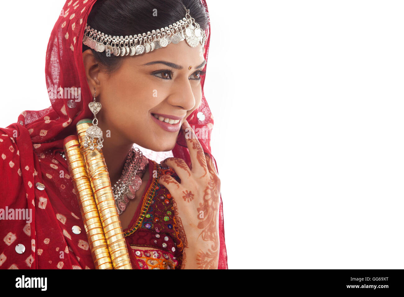 Female dandiya dancer with sticks Stock Photo - Alamy