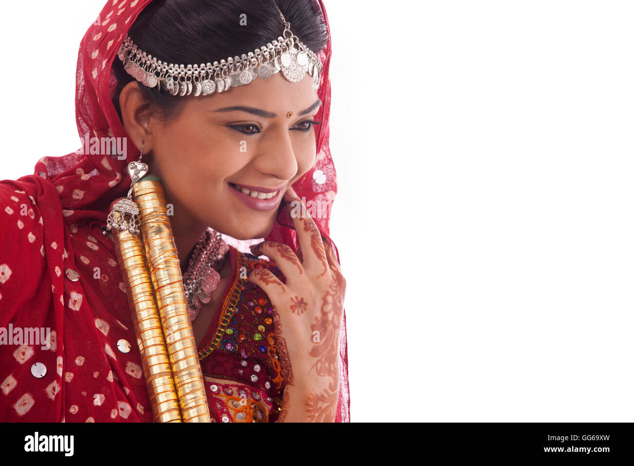 Female dandiya dancer with sticks Stock Photo - Alamy