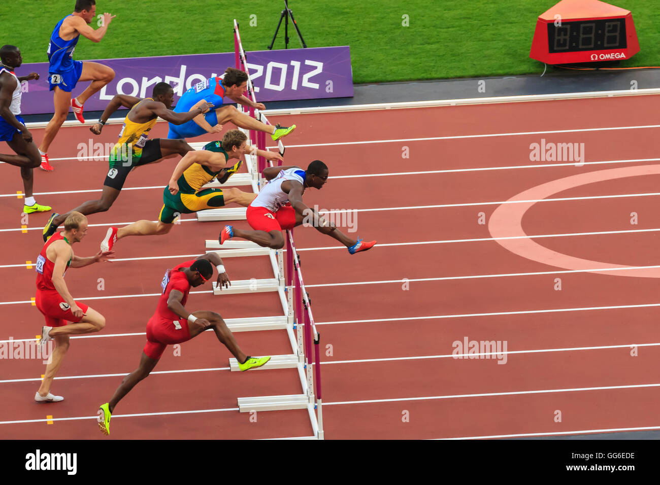 Competitors In Men s 110m Hurdles Semi final Clear Hurdles London 2012 