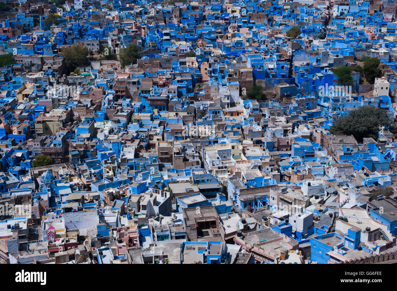 The Blue City of Jodhpur seen from the Mehrangarh Fort, Jodhpur, Rajasthan, India, Asia Stock
