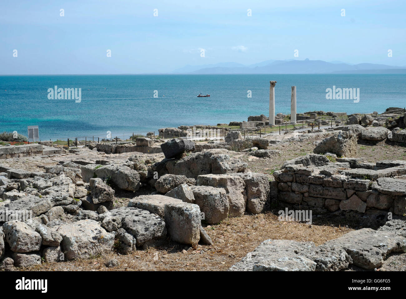 The Phoenician Roman port of Tharros, Sardinia, Italy, Mediterranean, Europe Stock Photo