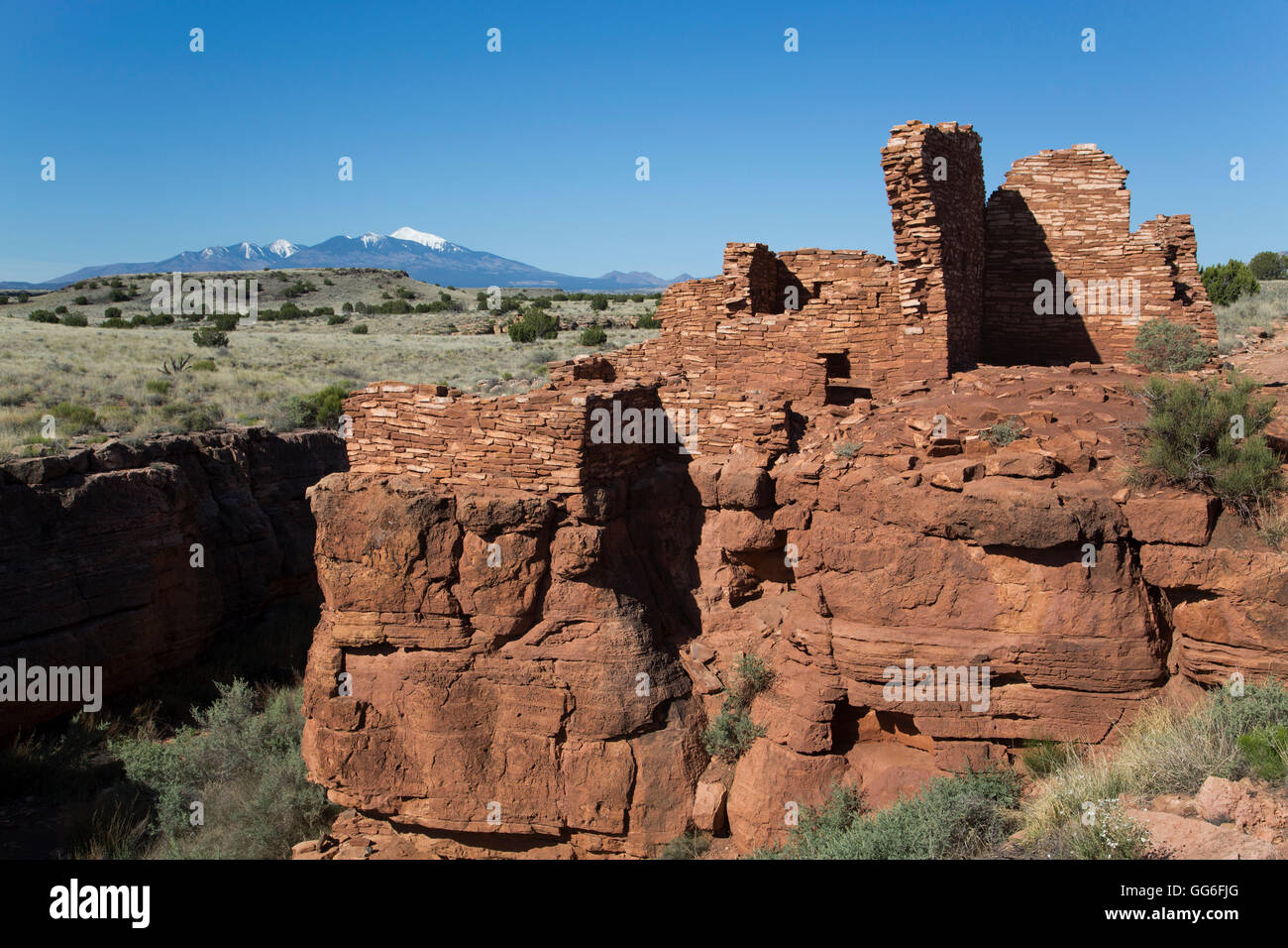 Lomaki Pueblo, inhabited from approximately 1100 AD to 1250 AD, Wupatki National Monument, Arizona, USA Stock Photo