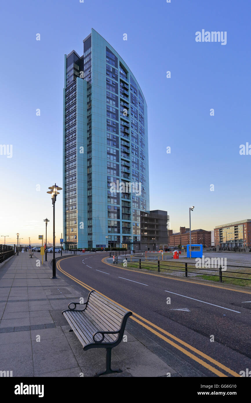 Alexandra Tower residential development, Princes Dock, Liverpool, Merseyside, England, UK Stock