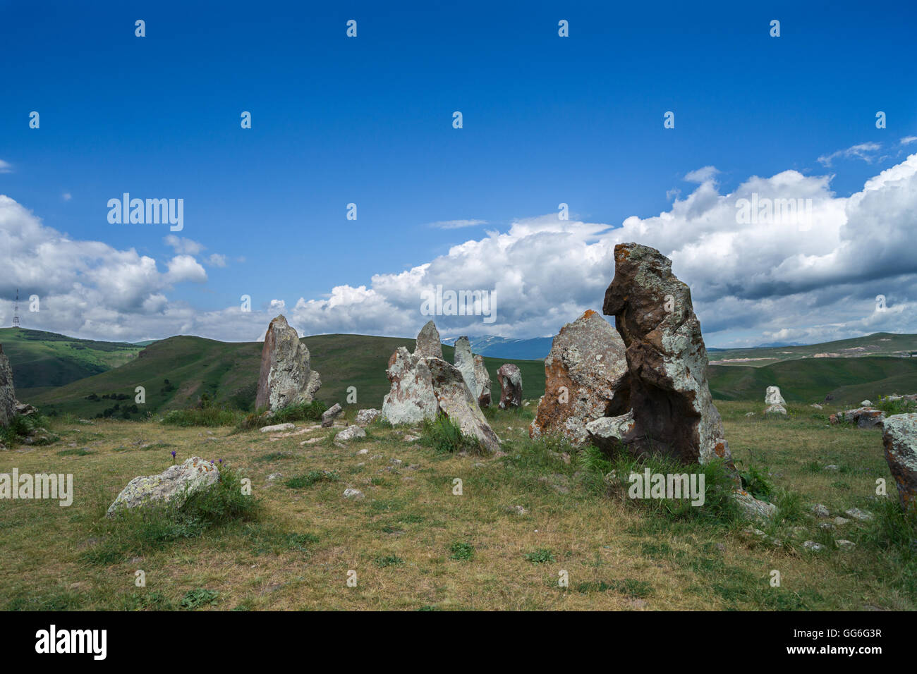 Zorats Karer megalithic site in Armenia Stock Photo