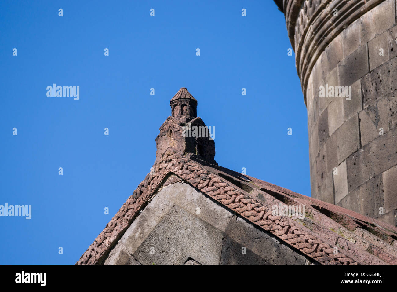 Model of the church on eastern gable of Surp Nshan church at Haghpat monastery in Armenia Stock Photo
