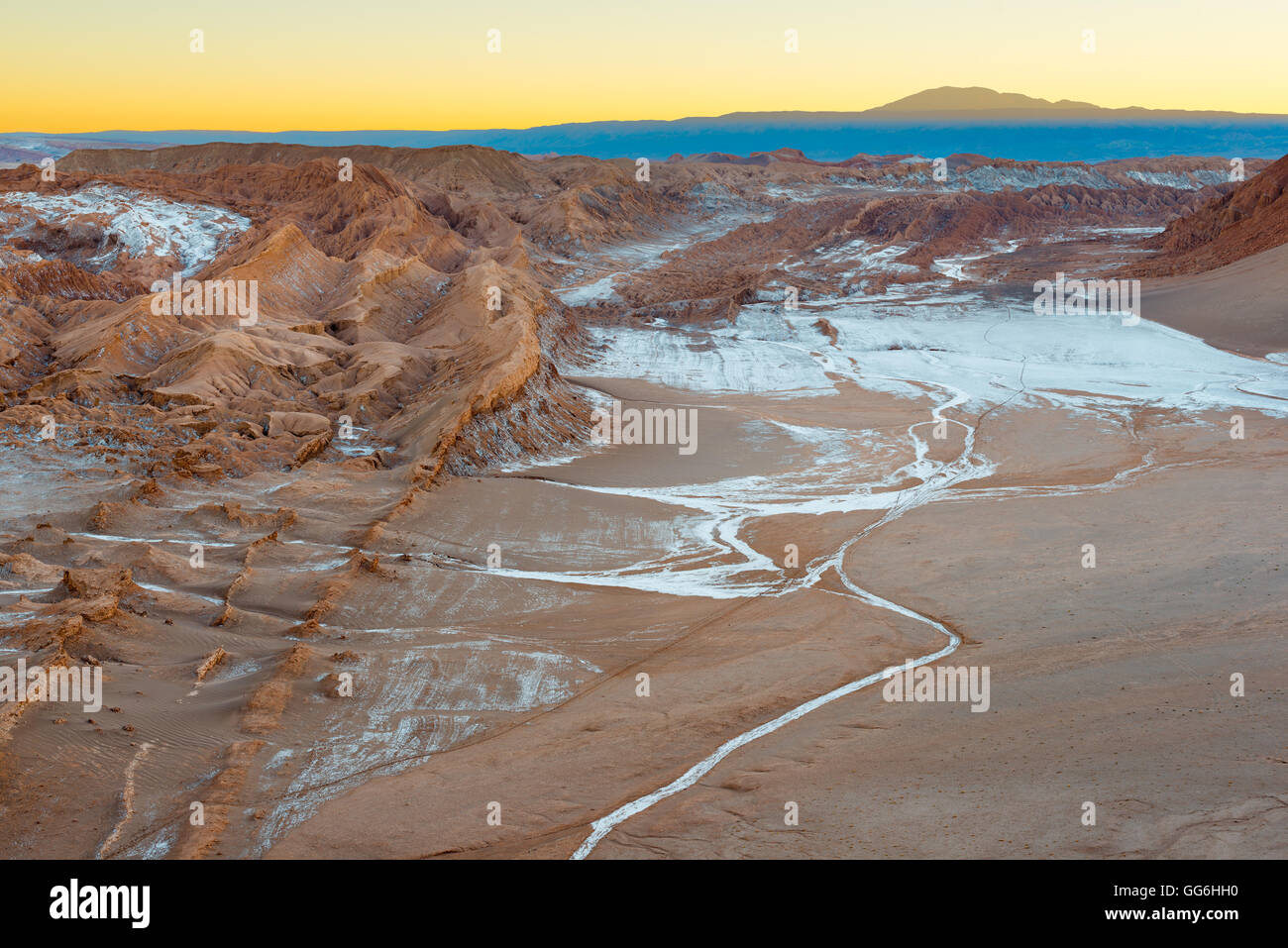 View of Valle de la Luna (Moon Valley), Cordillera de la Sal (salt mountain range), Atacama Desert, Chile Stock Photo
