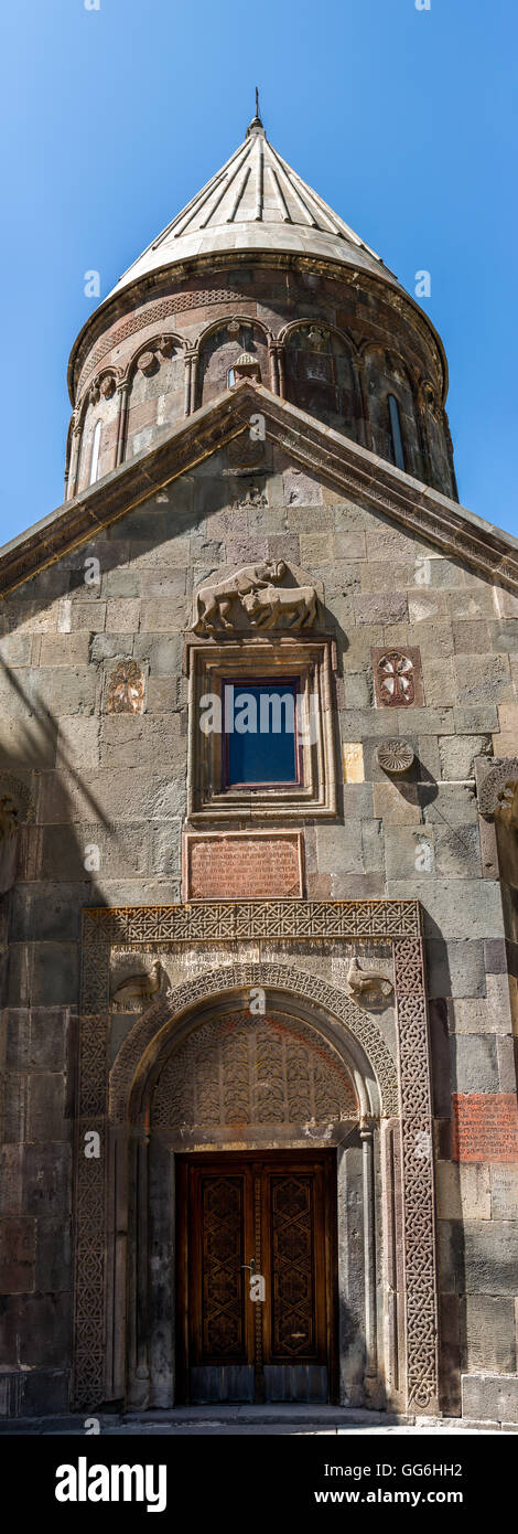 Southern facade of Katoghike Chapel in Geghard monastery in Armenia Stock Photo