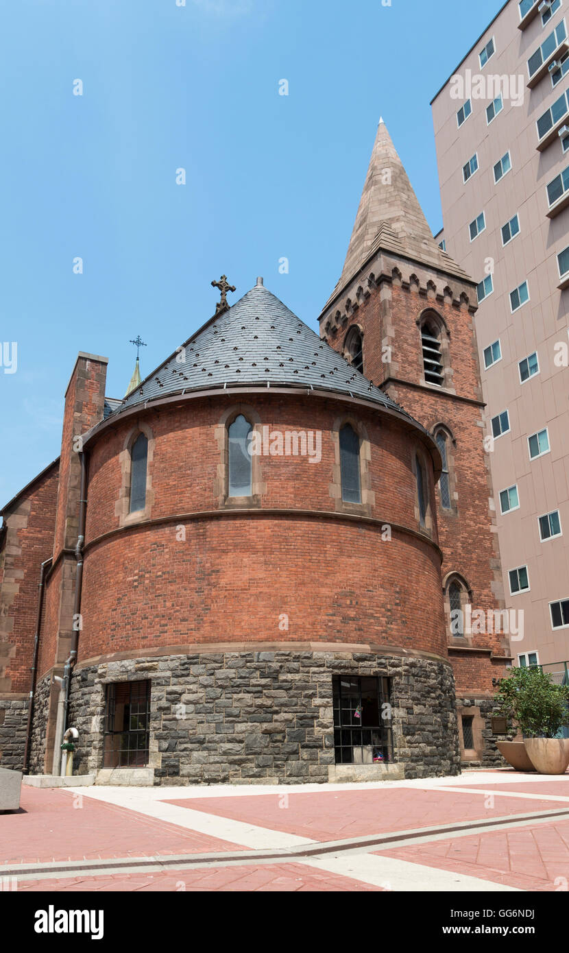 Landmarked Chapel of the Good Shepherd church on Roosevelt Island, New