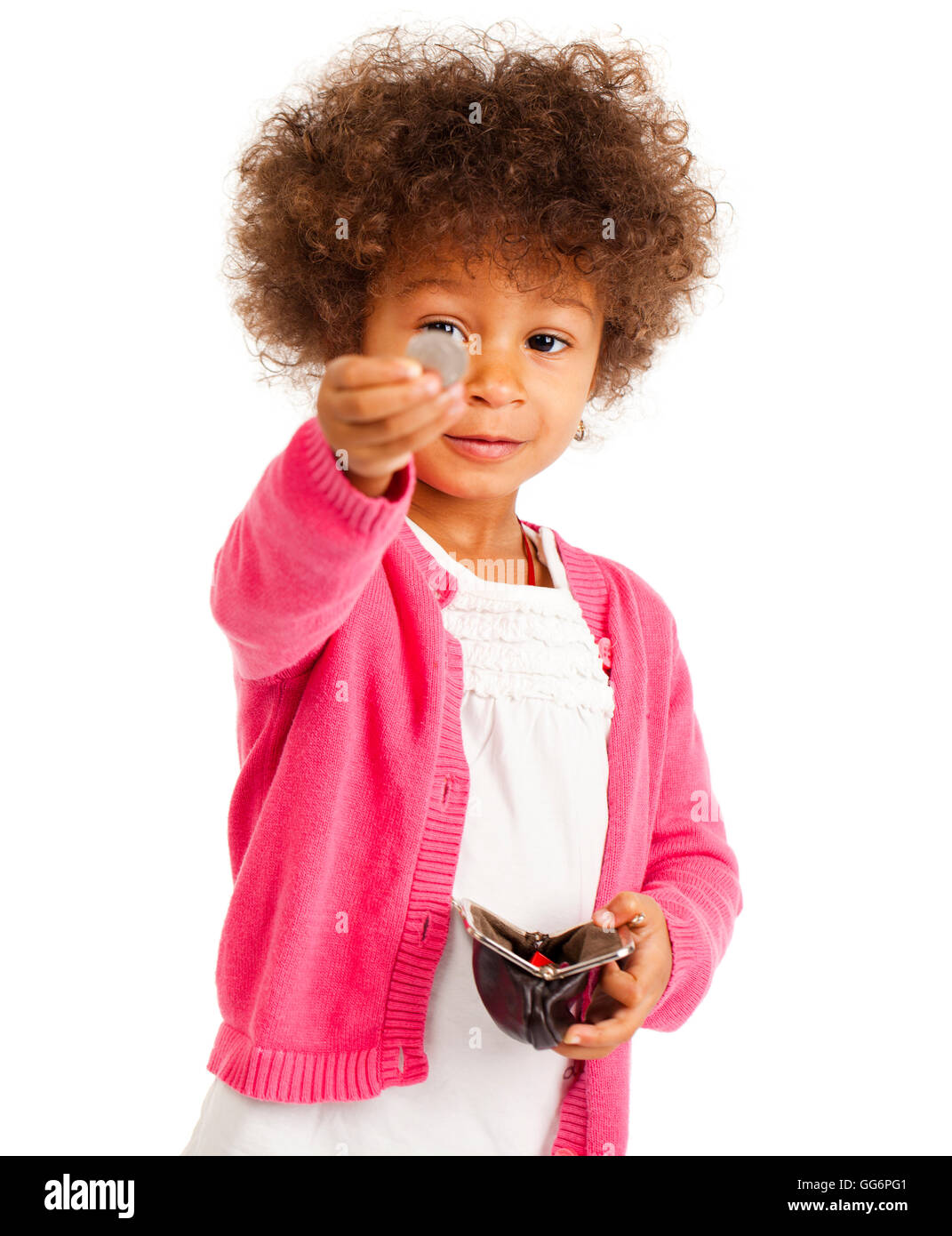 Portrait of beautiful happy little girl, isolated on white Stock Photo ...