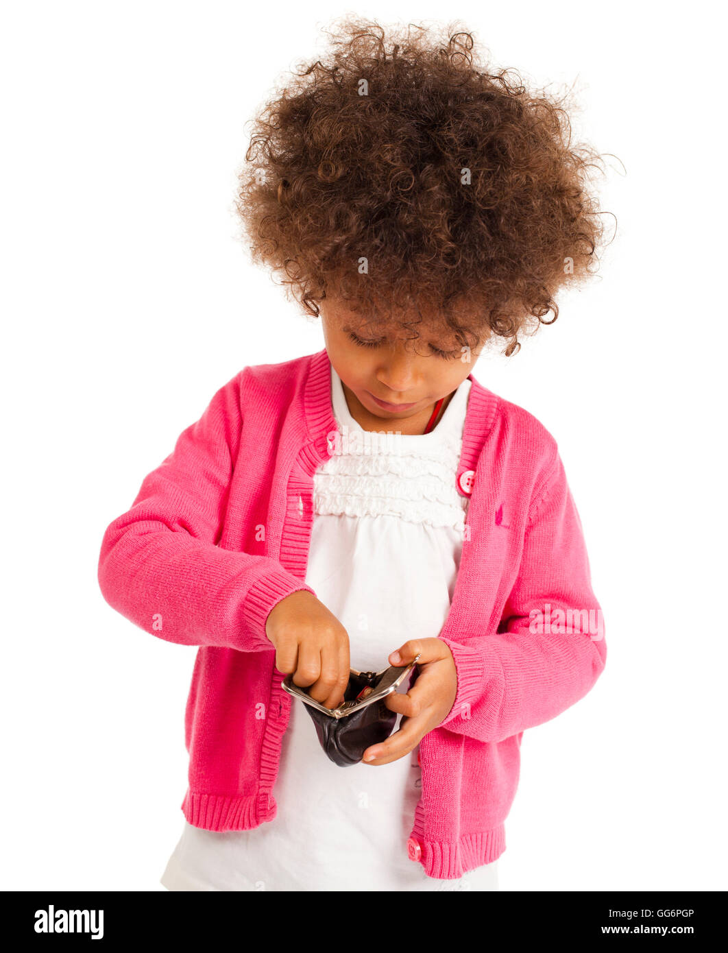 Portrait of beautiful happy little girl, isolated on white Stock Photo ...