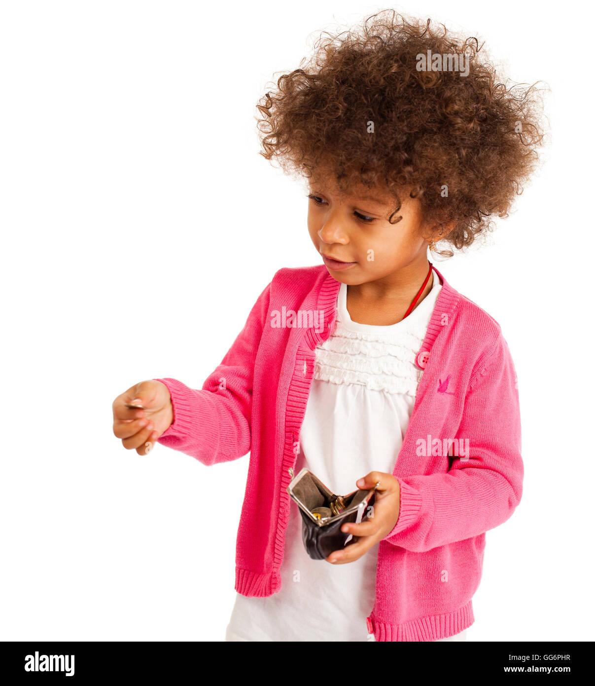 Portrait of beautiful happy little girl, isolated on white Stock Photo ...