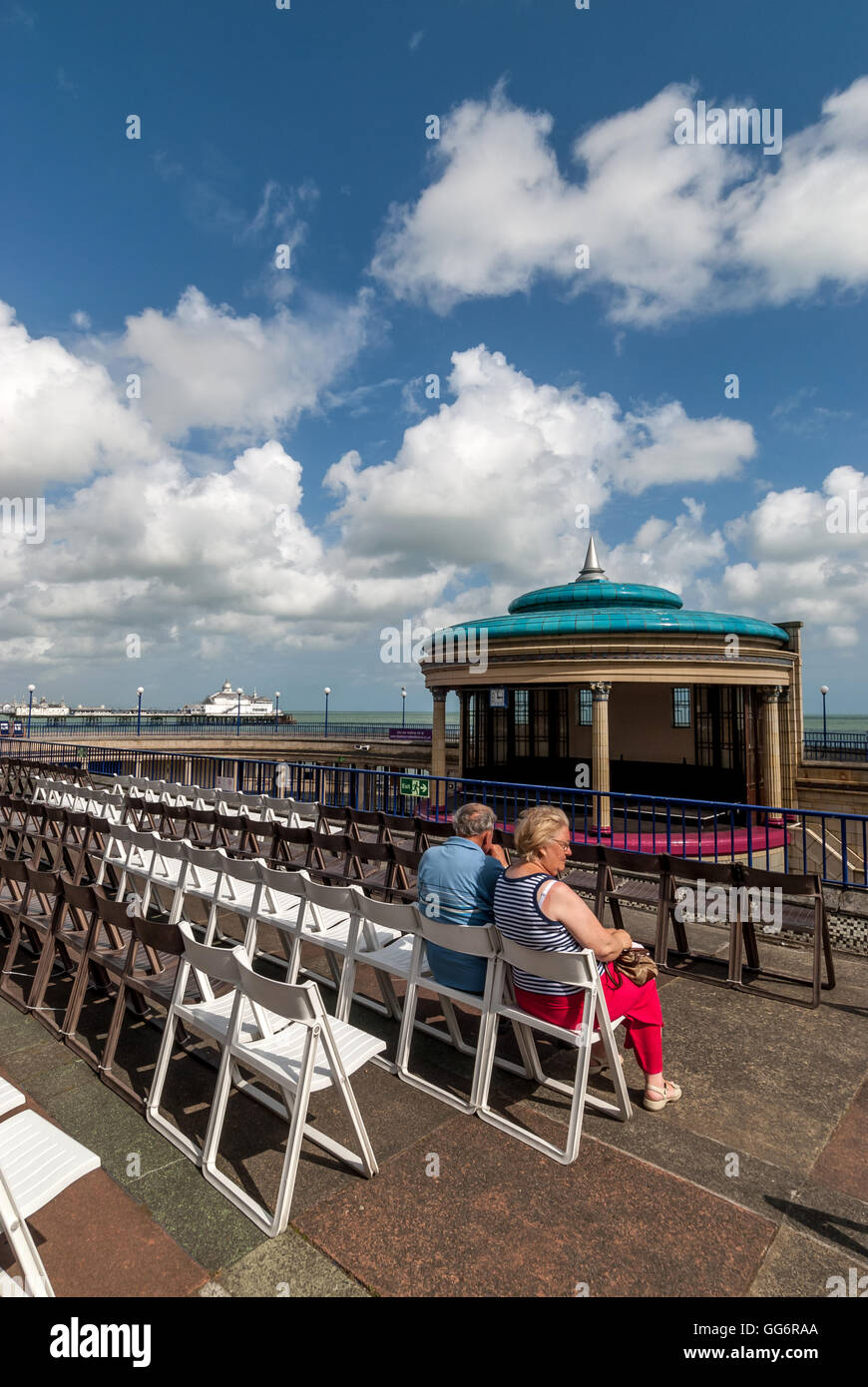 The art-deco bandstand on Eastbourne seafront Stock Photo