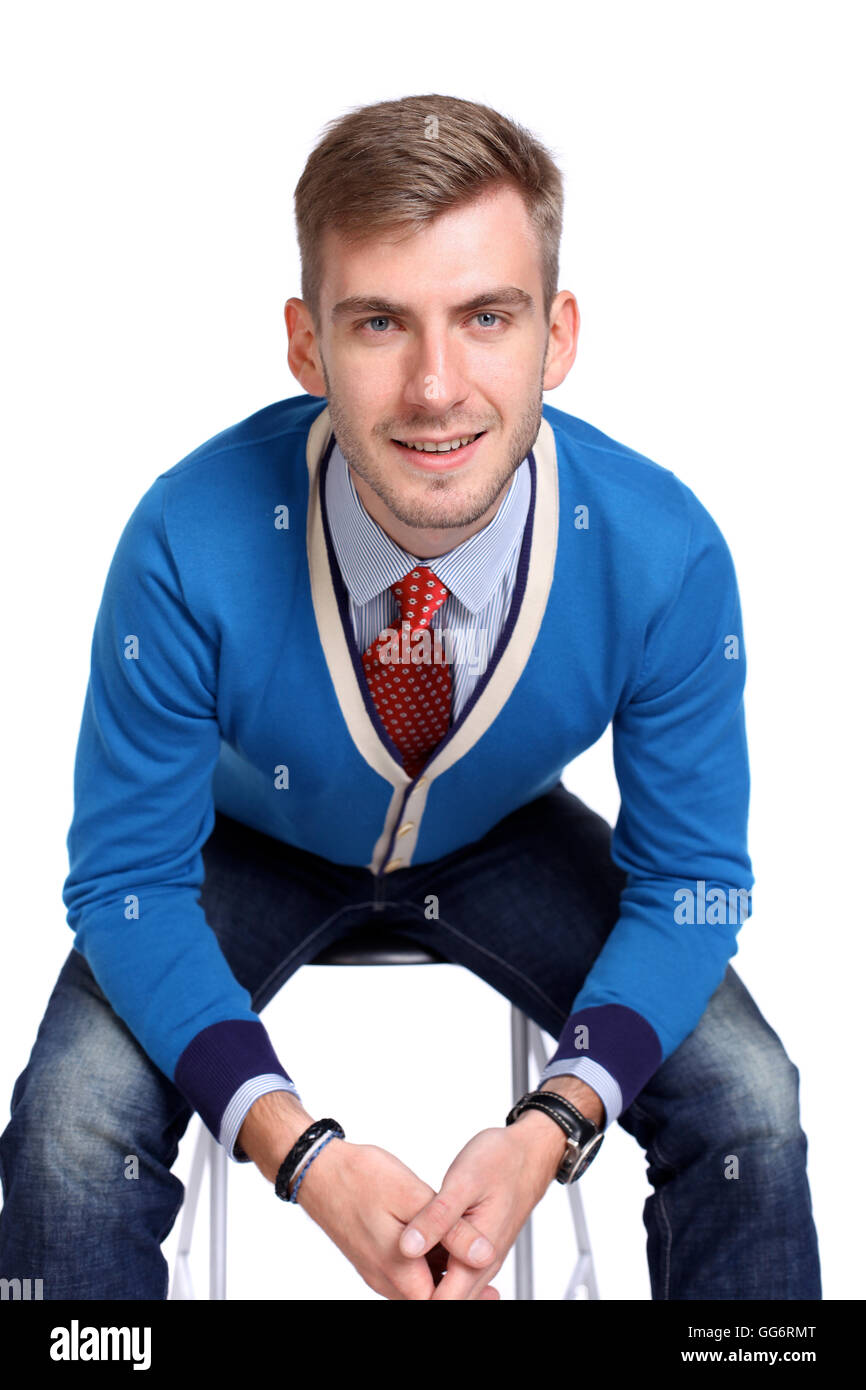 Portrait of young businessman isolated white background Stock Photo - Alamy