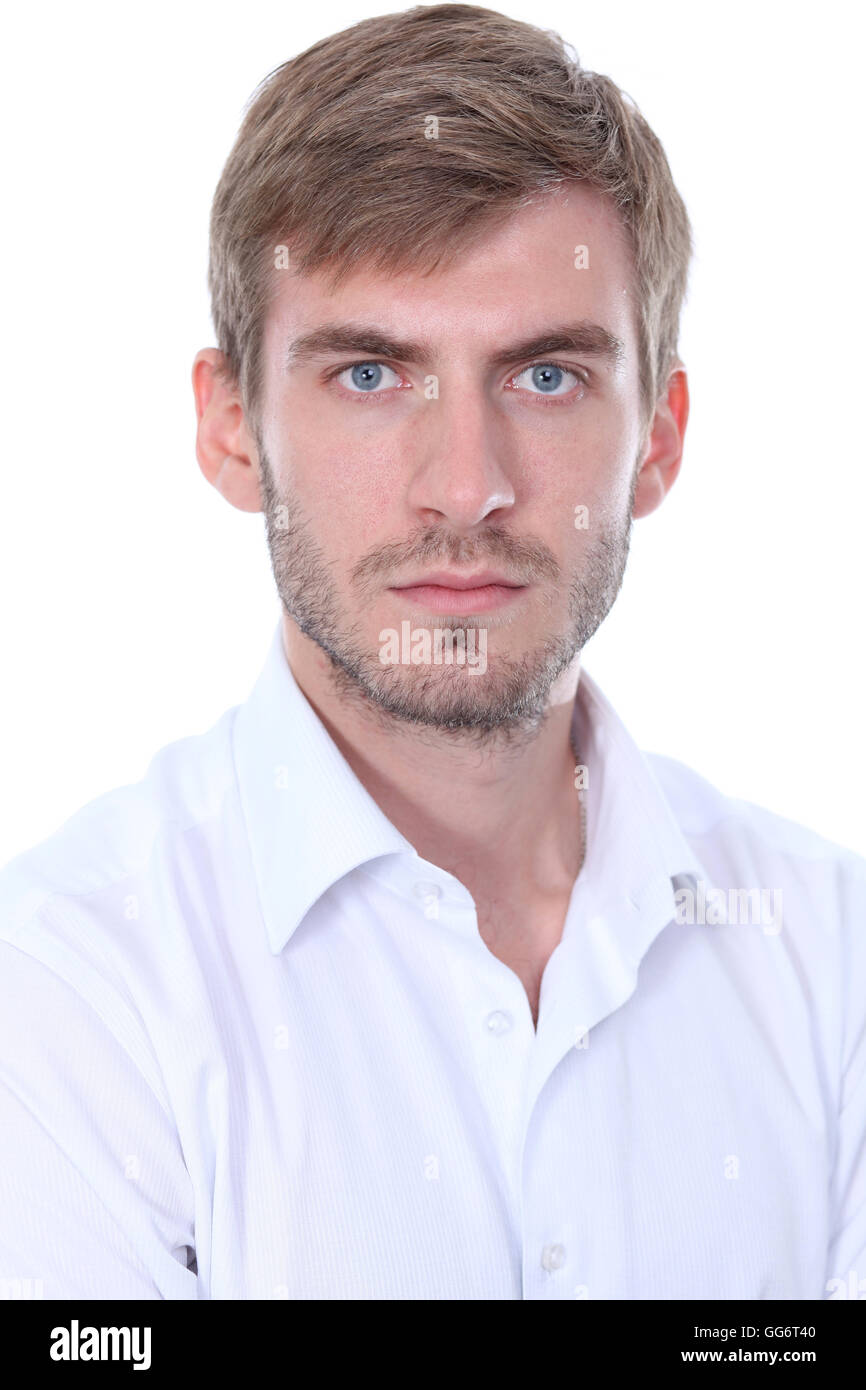 Portrait of a young man standing against white background Stock Photo ...