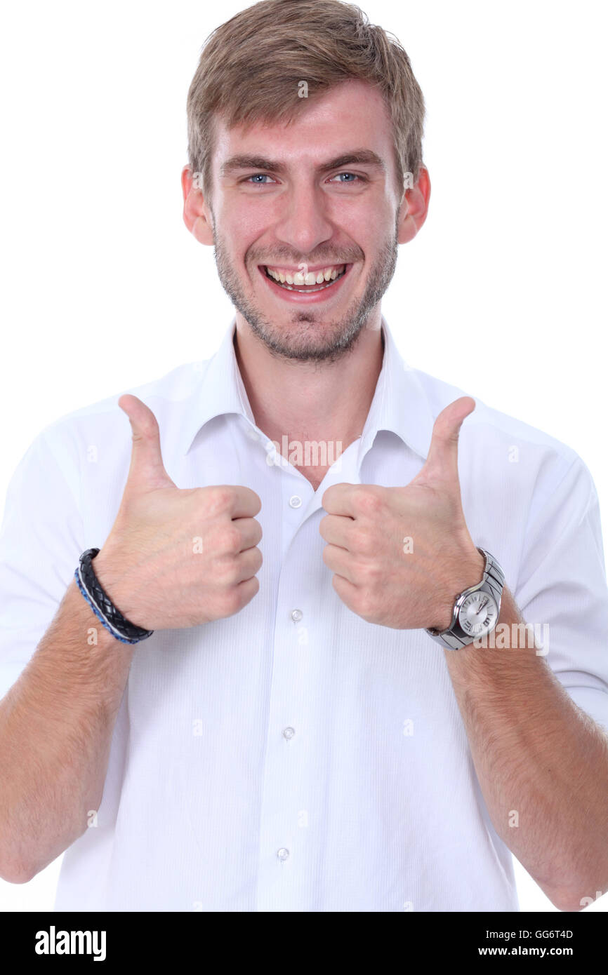 Portrait of a young man standing against white background Stock Photo ...