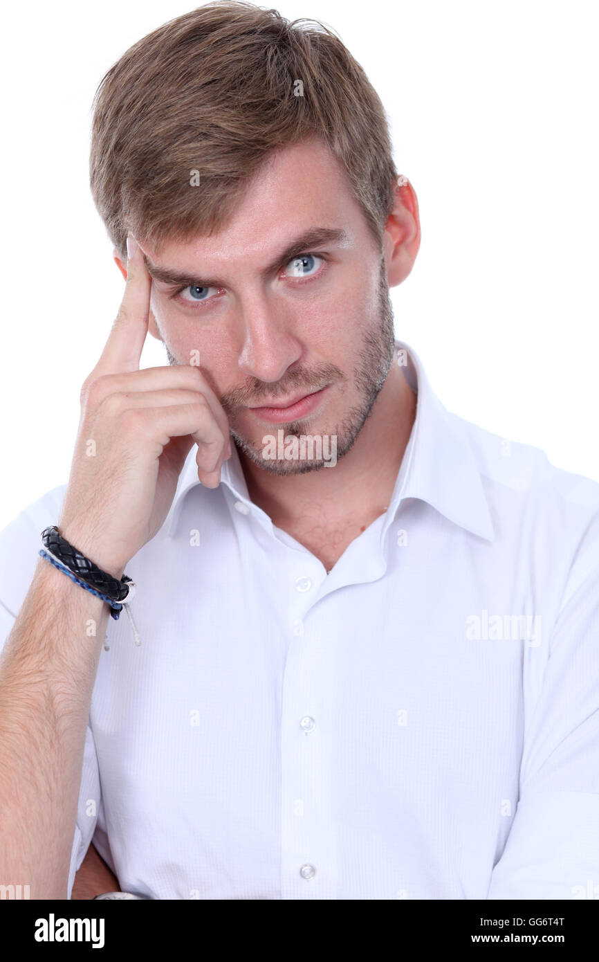 Portrait of a young man standing against white background Stock Photo ...