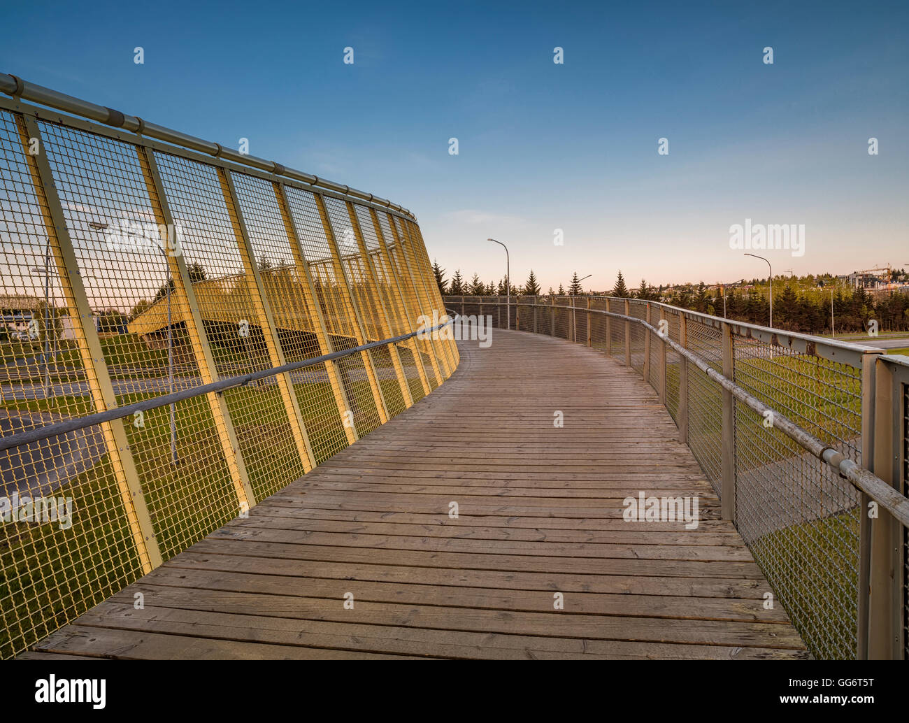 Walking bridge over Hringbraut street, Reykjavik, Iceland Stock Photo